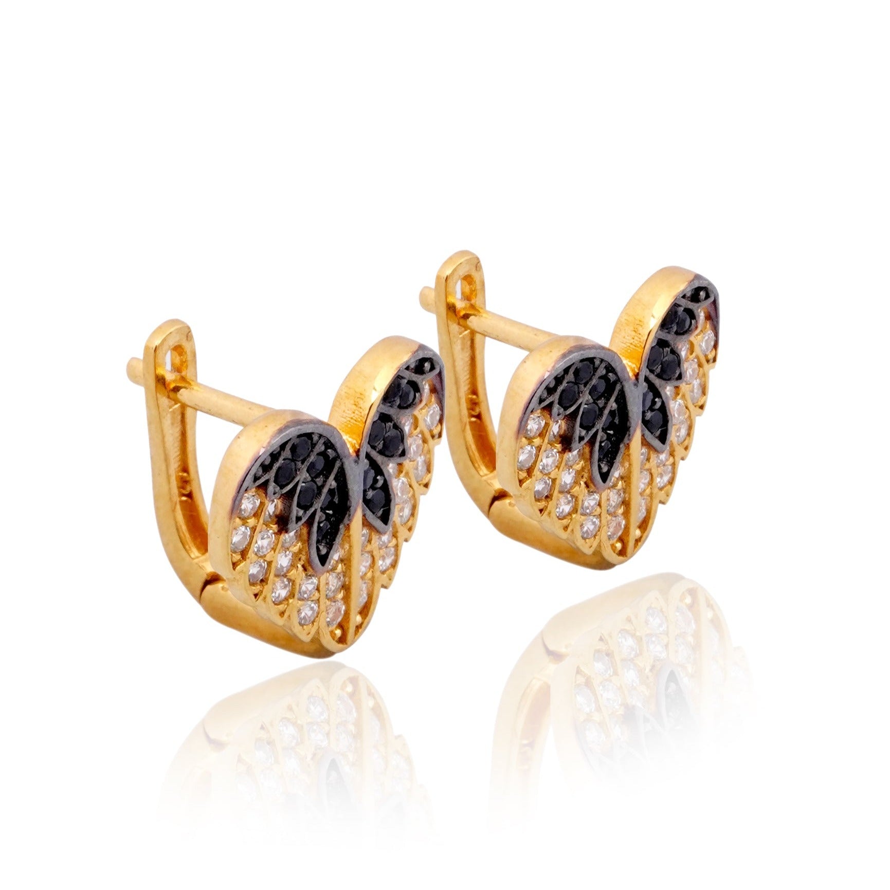 925 Silver Love Angel Wings Earrings - Leona Jewelry