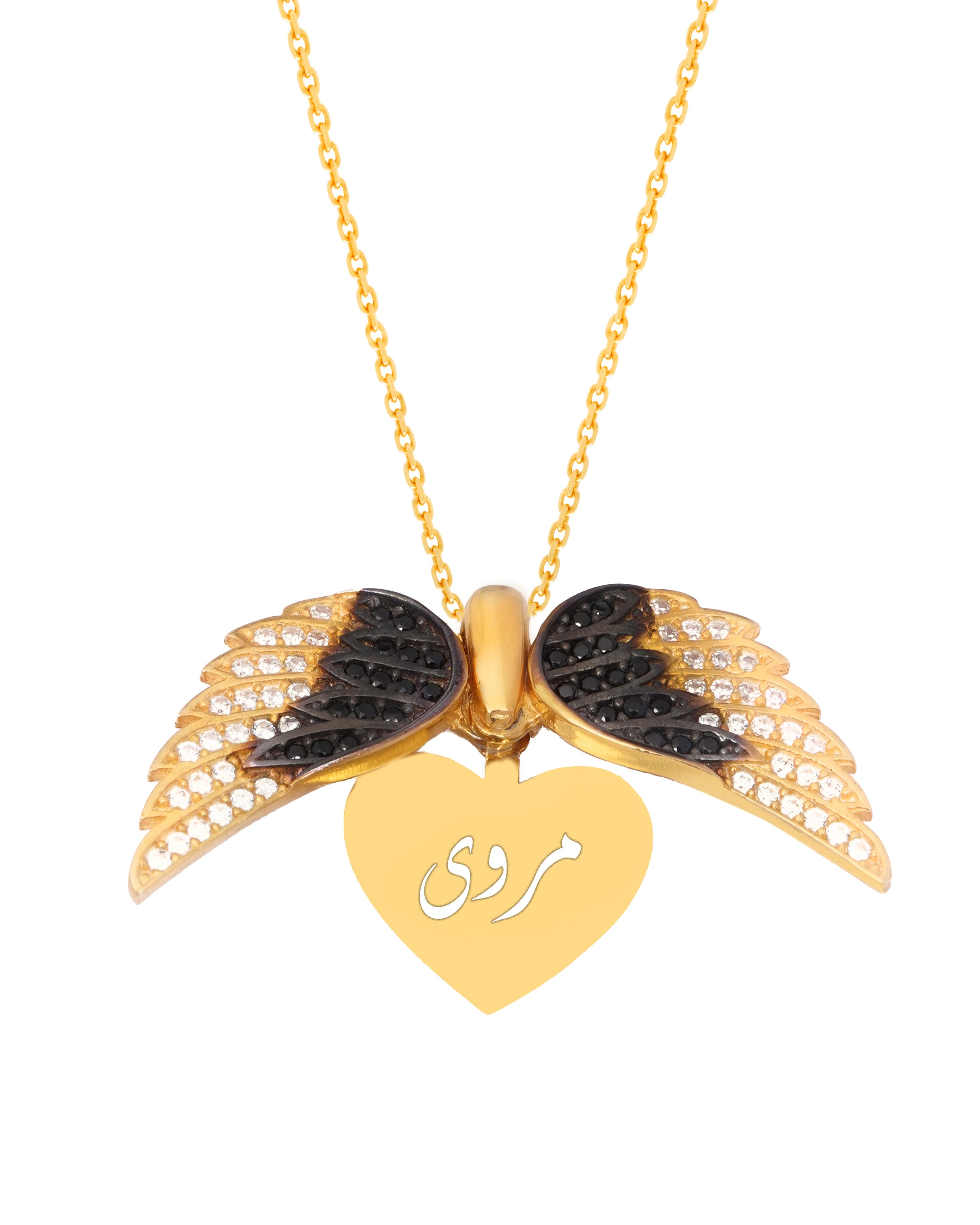 925 Silver Personalized Custom Angel Wings Name Necklace - Leona Jewelry