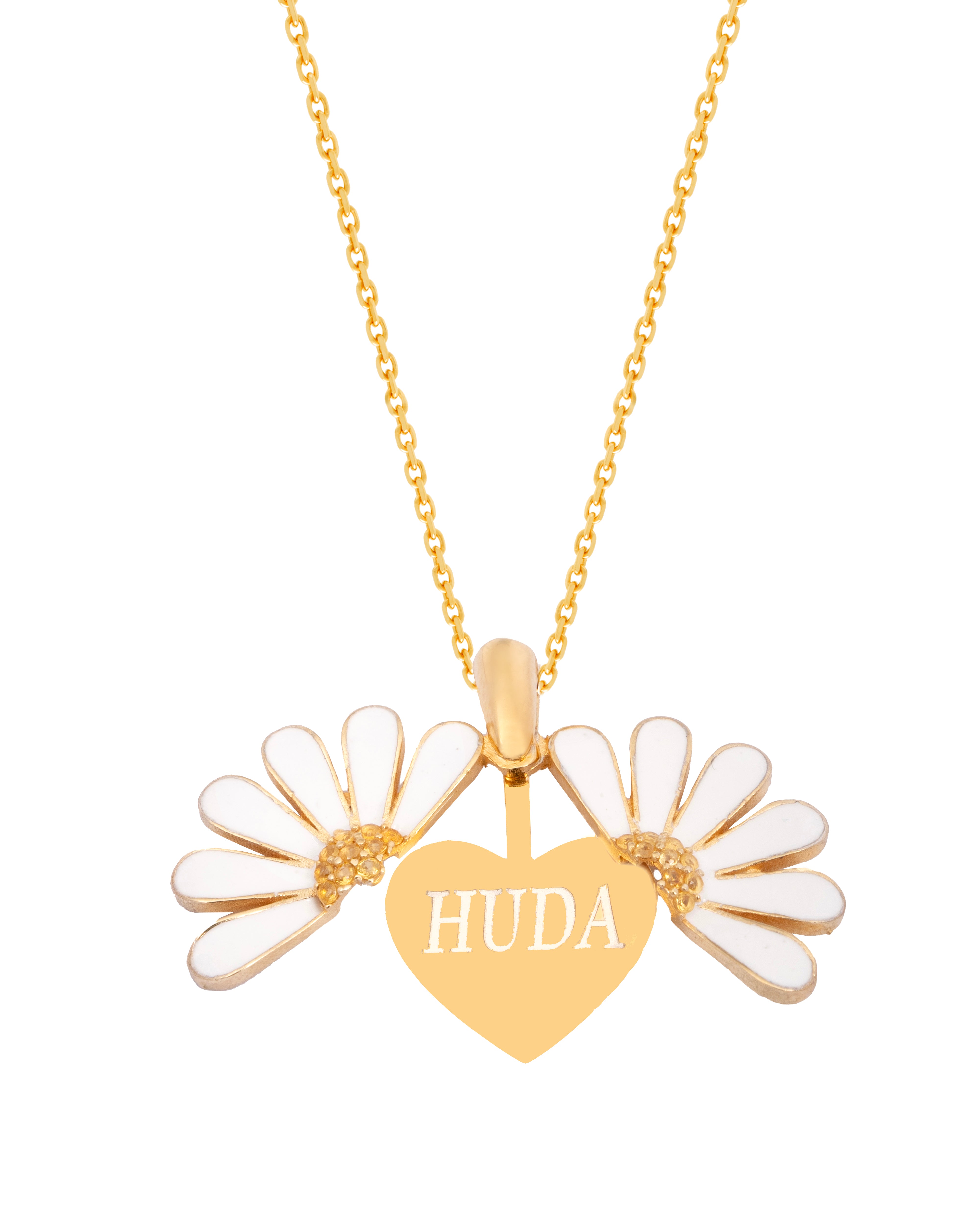 925 Silver Personalized Custom White Flower Name Necklace - Leona Jewelry