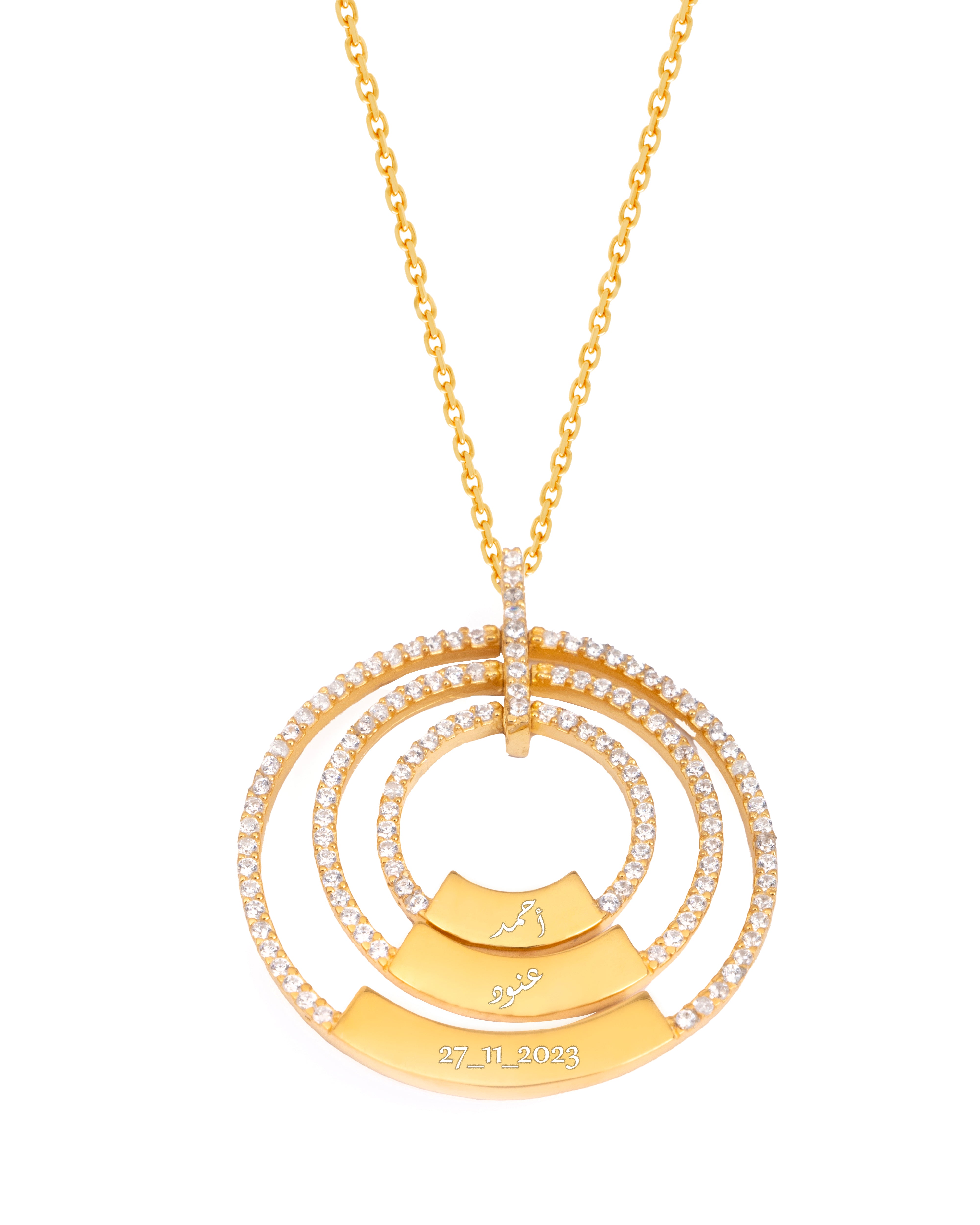 925 Silver Personalized Custom Triple Circle Name Necklace - Leona Jewelry