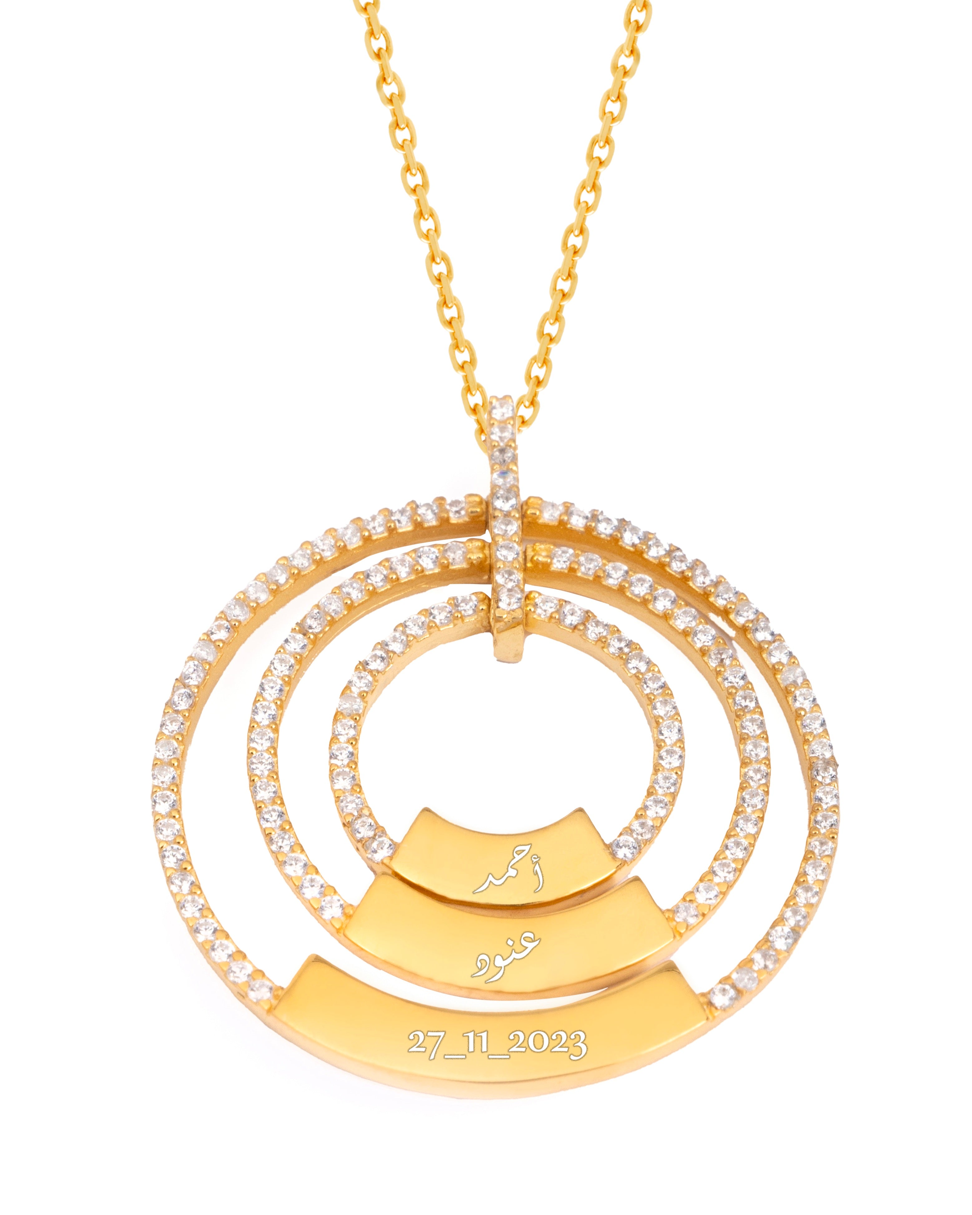 925 Silver Personalized Custom Triple Circle Name Necklace - Leona Jewelry