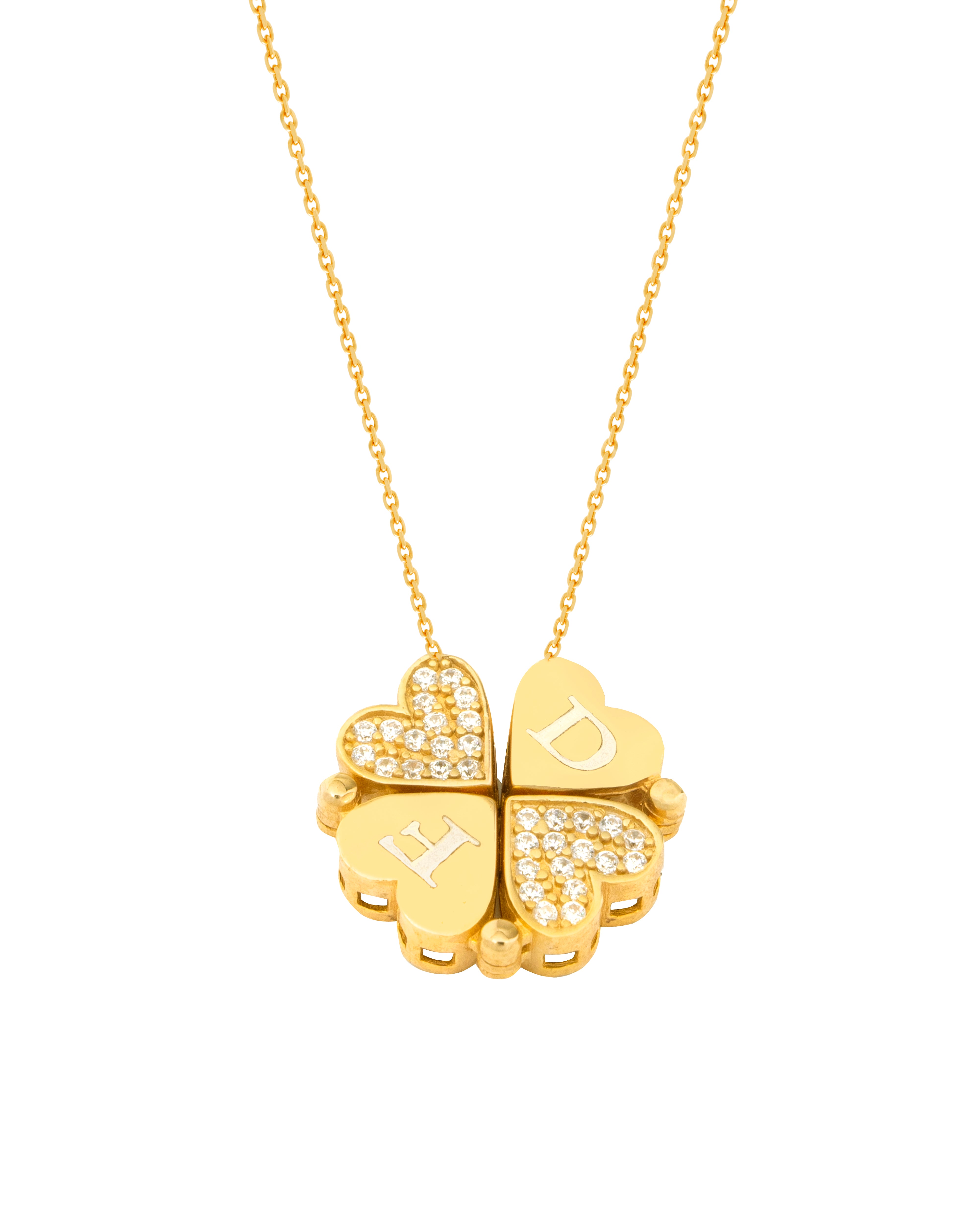 925 Silver Personalized Custom Four Hearts Necklace - Leona Jewelry