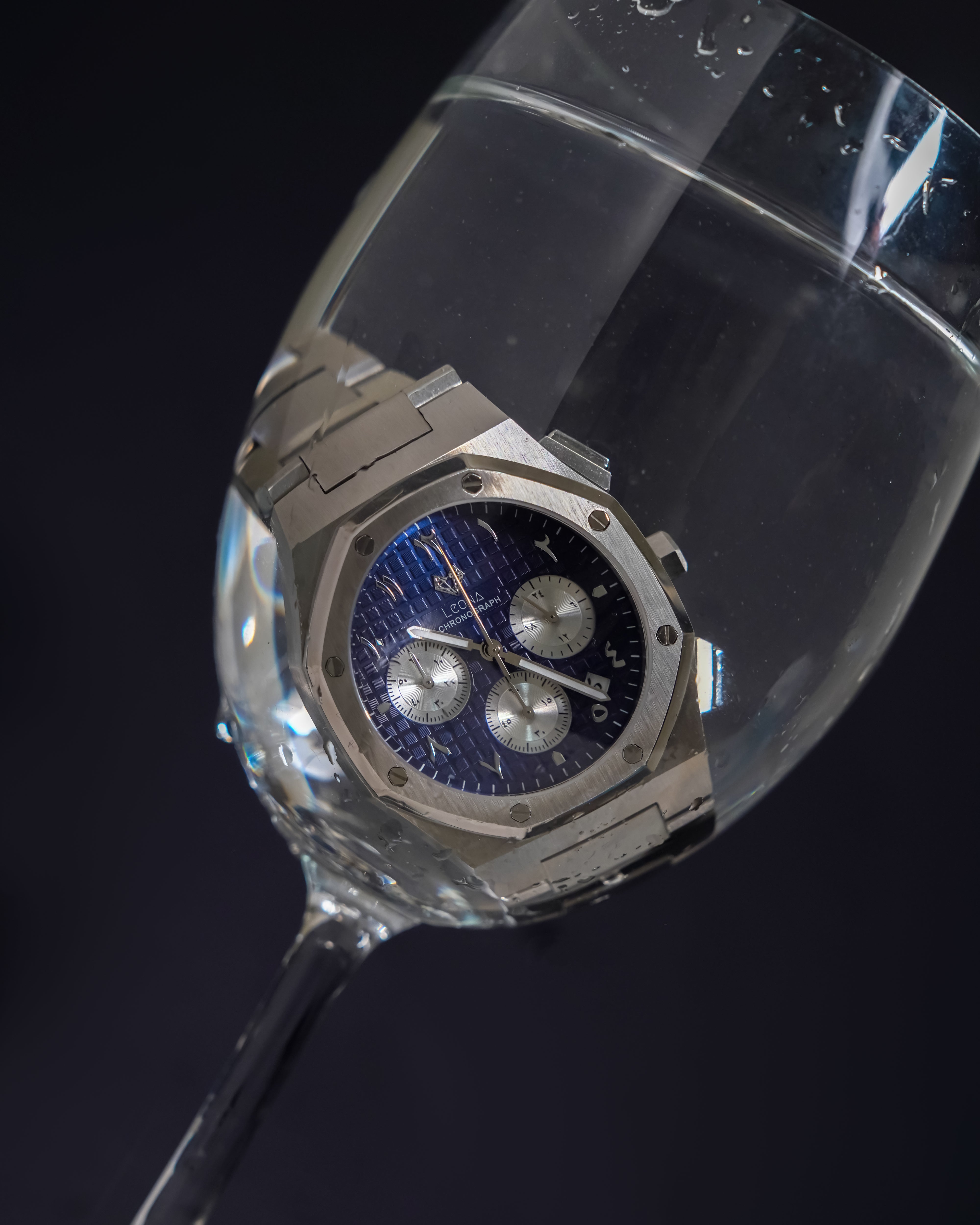 Royal Chronograph Men's Watch Blue – 40mm Arabic Dial, Full Steel, Japanese Quartz ,Waterproof - Leona Jewelry