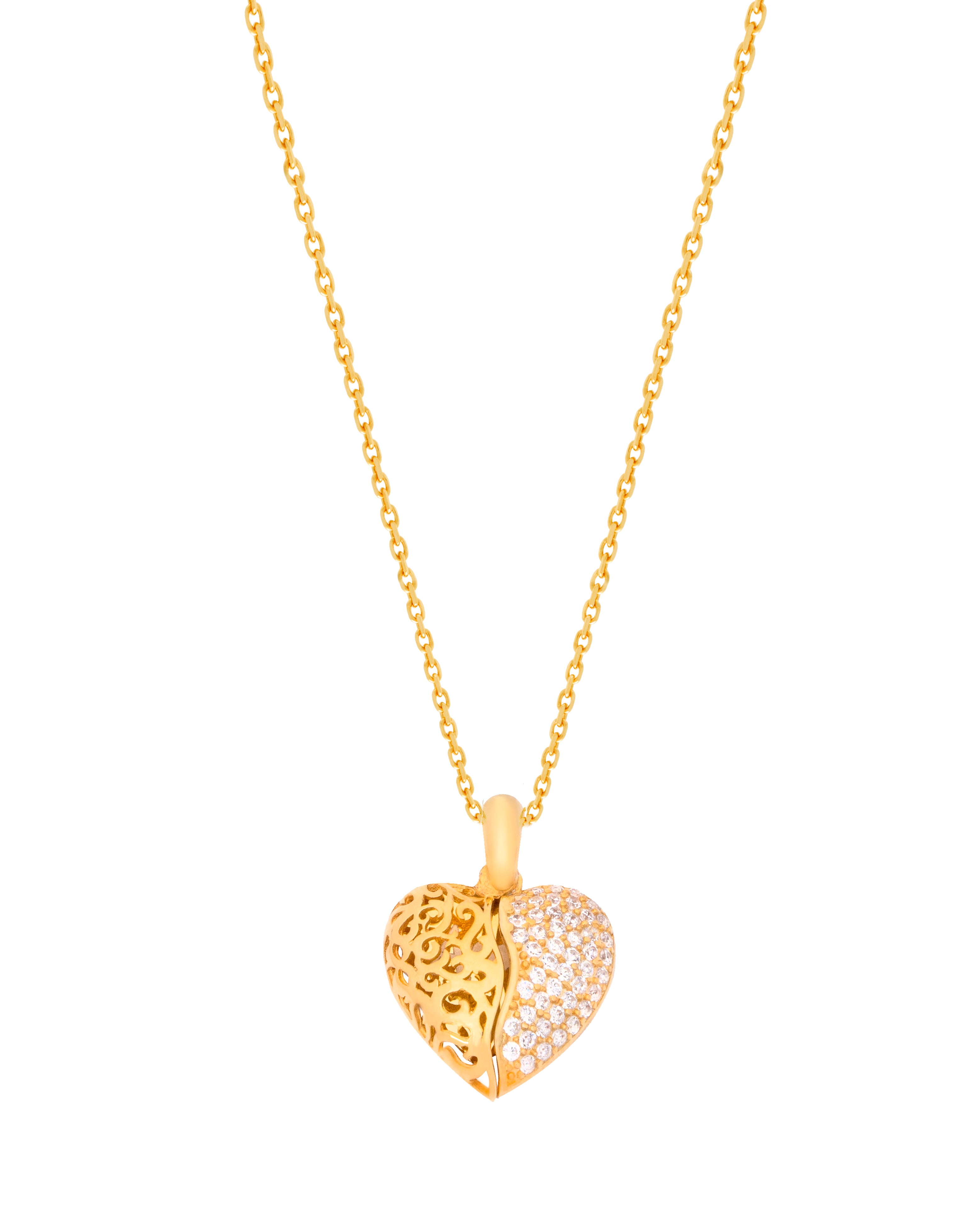925 Silver Personalized Custom Golden Heart Name Necklace - Leona Jewelry