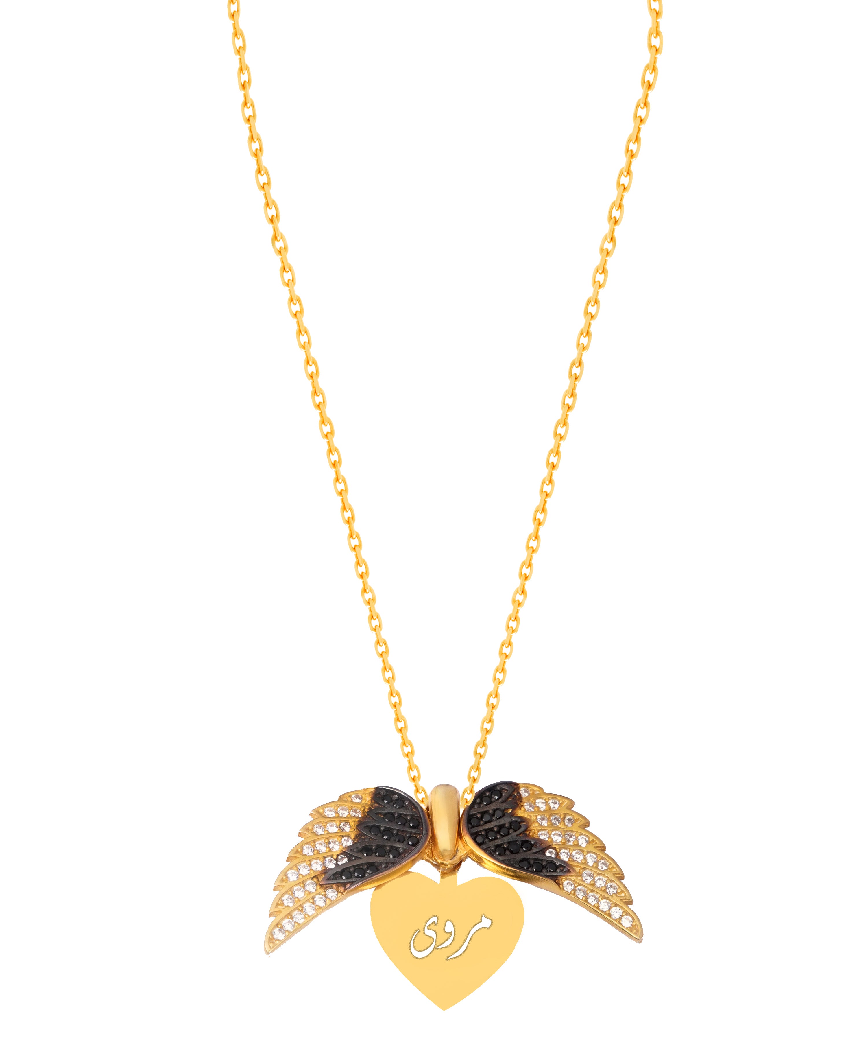 925 Silver Personalized Custom Angel Wings Name Necklace - Leona Jewelry