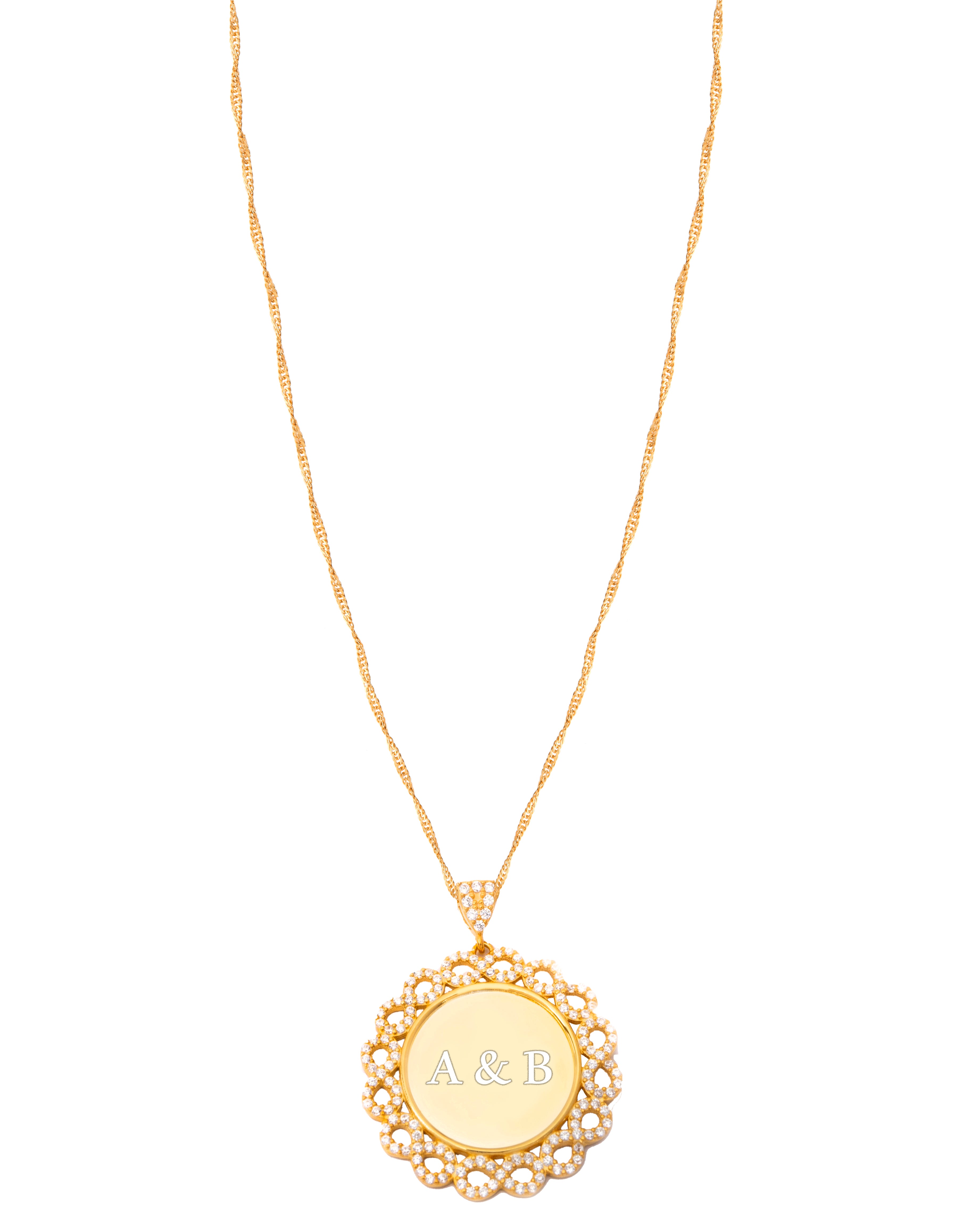 925 Silver Personalized Custom Round Coin Name Necklace - Leona Jewelry