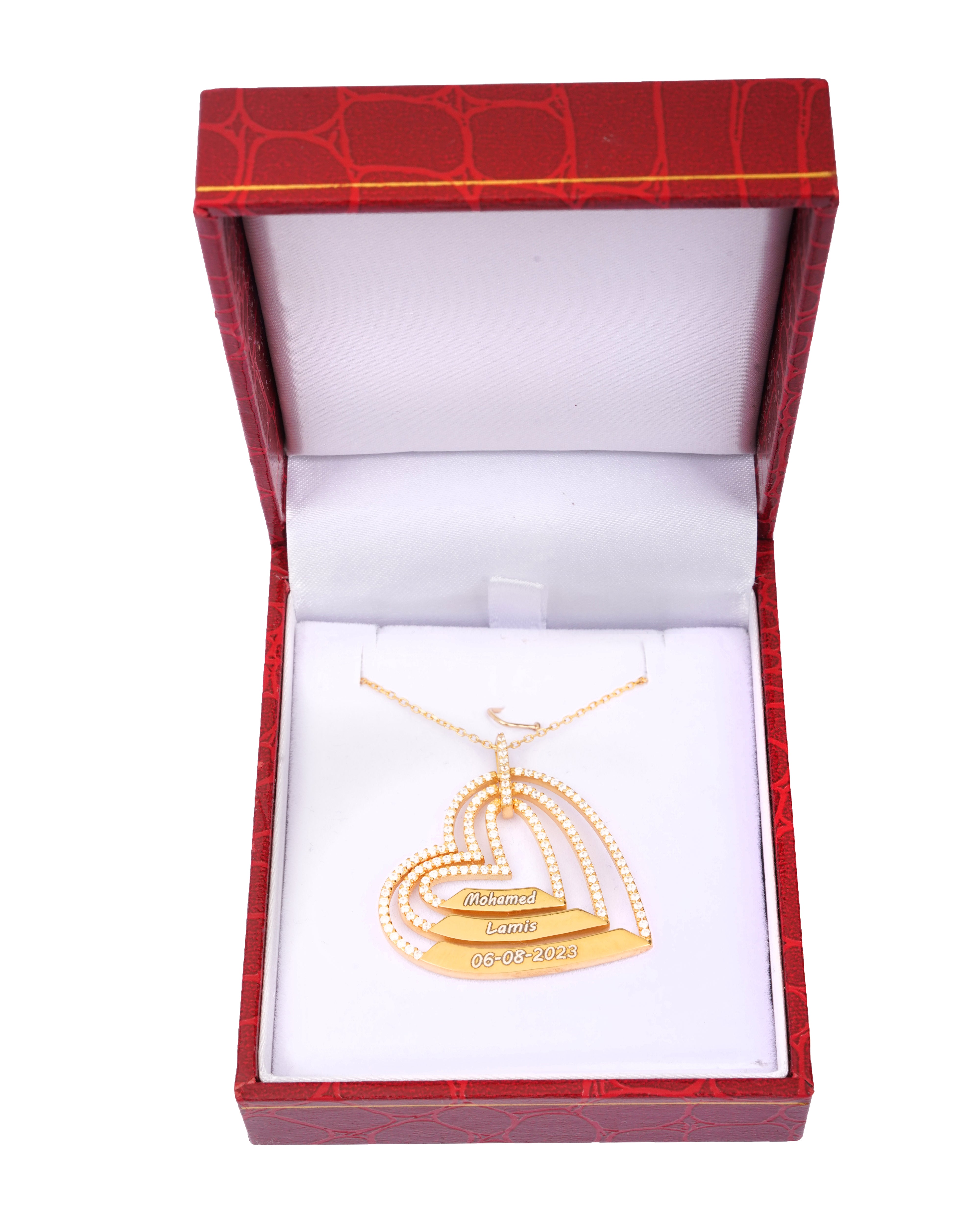 925 Silver Personalized Custom Trio Heart Name Necklace - Leona Jewelry