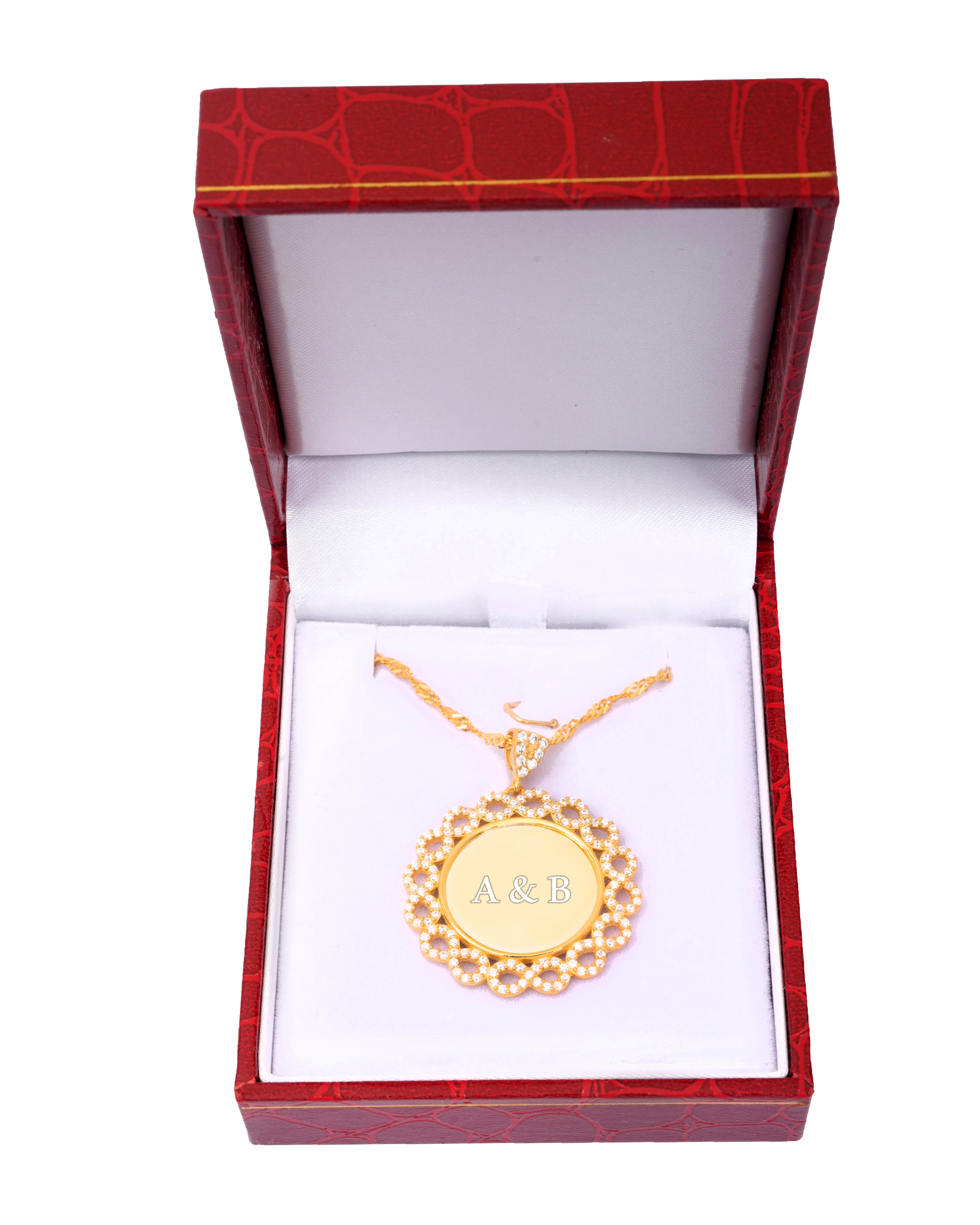 925 Silver Personalized Custom Round Coin Name Necklace - Leona Jewelry