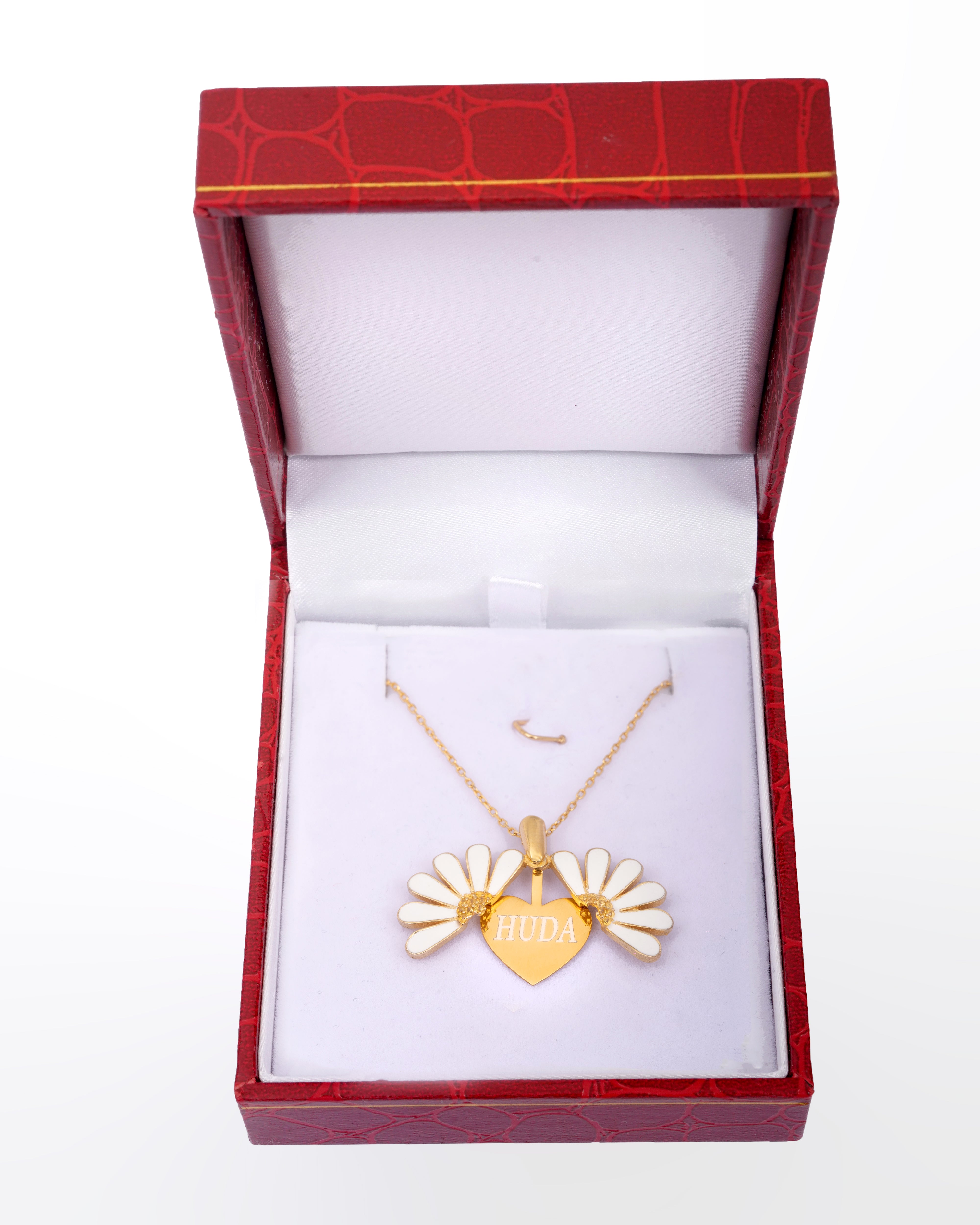 925 Silver Personalized Custom White Flower Name Necklace - Leona Jewelry