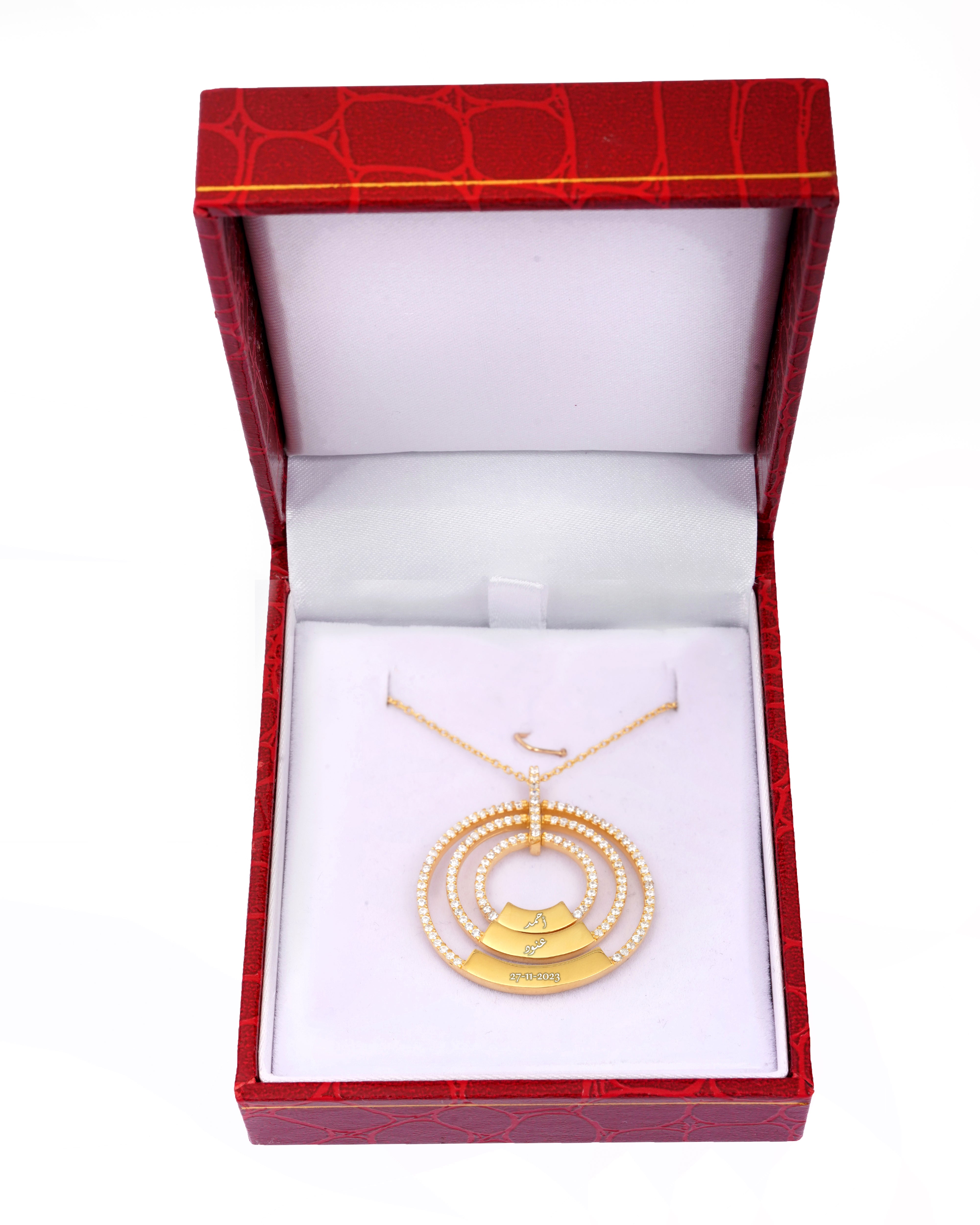 925 Silver Personalized Custom Triple Circle Name Necklace - Leona Jewelry