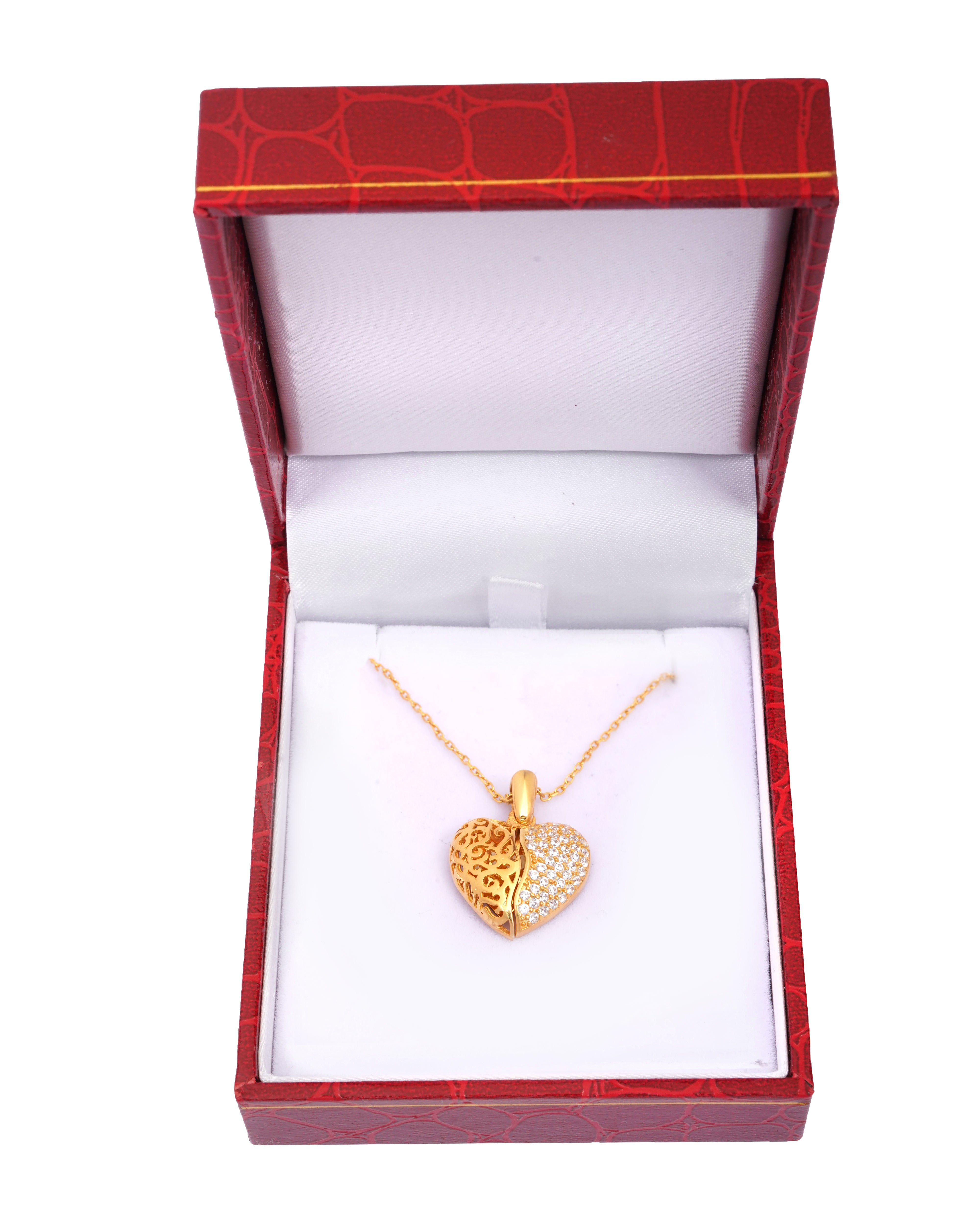 925 Silver Personalized Custom Golden Heart Name Necklace - Leona Jewelry