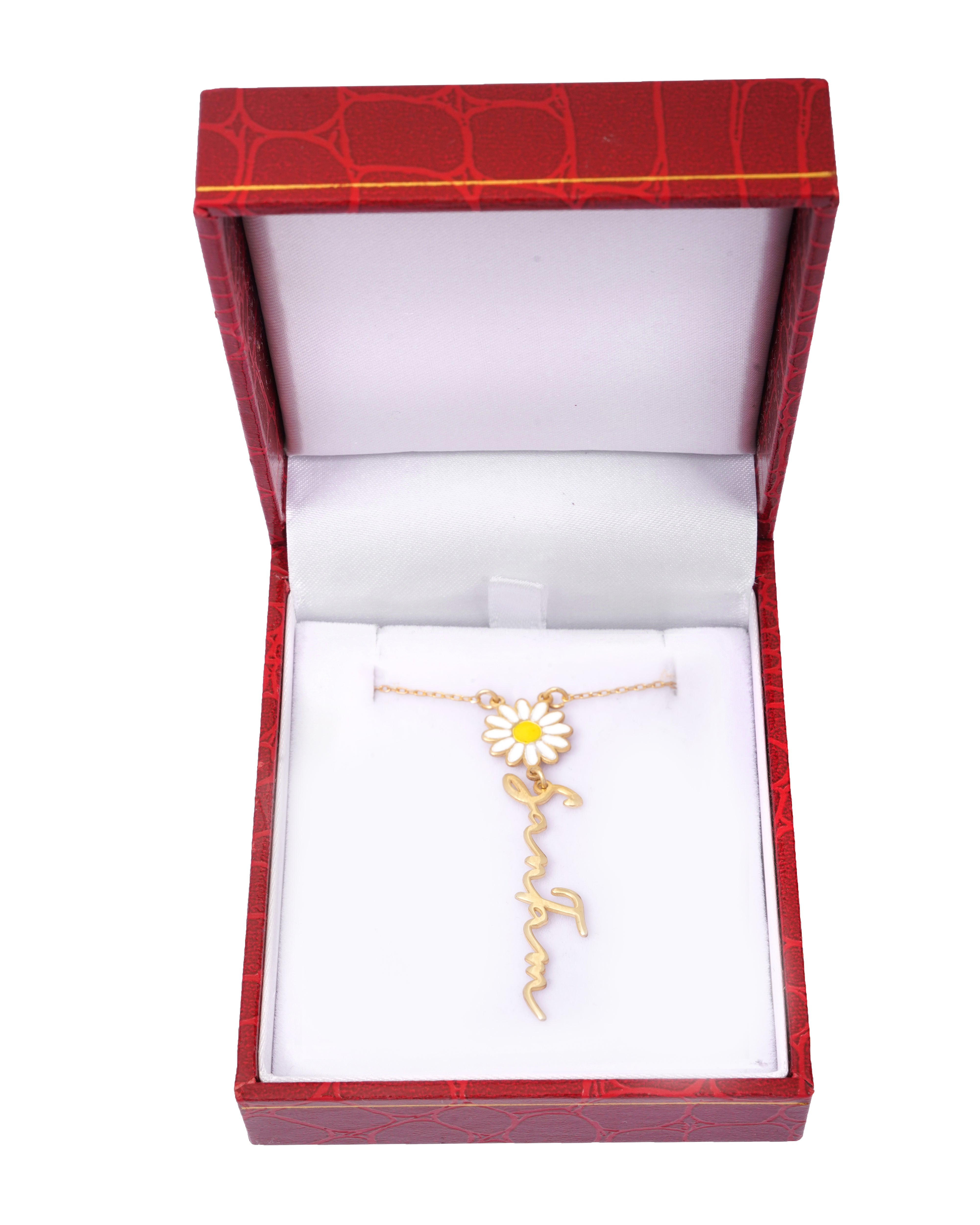 925 Silver Personalized Custom Vertical Flower Name Necklace - Leona Jewelry