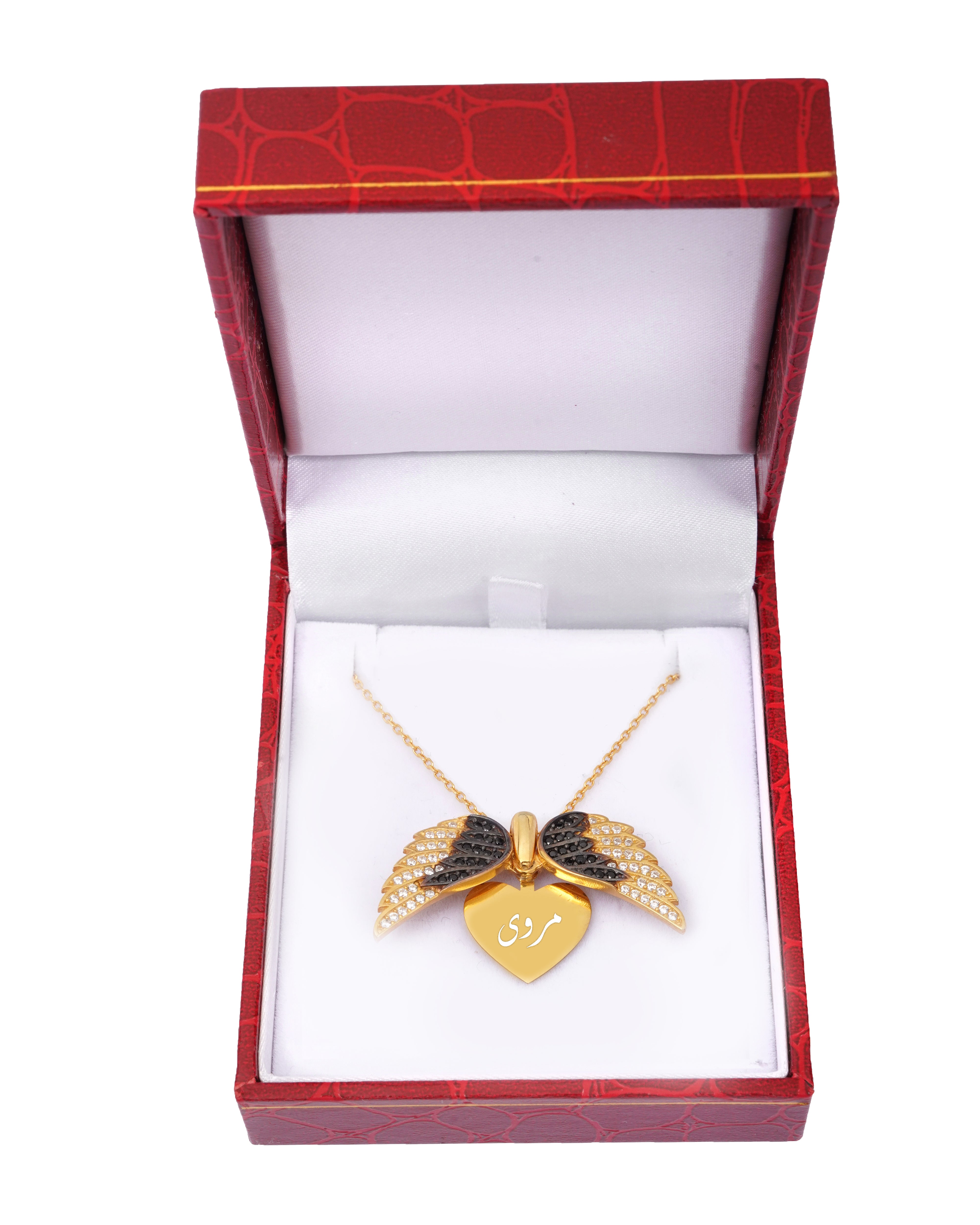 925 Silver Personalized Custom Angel Wings Name Necklace - Leona Jewelry