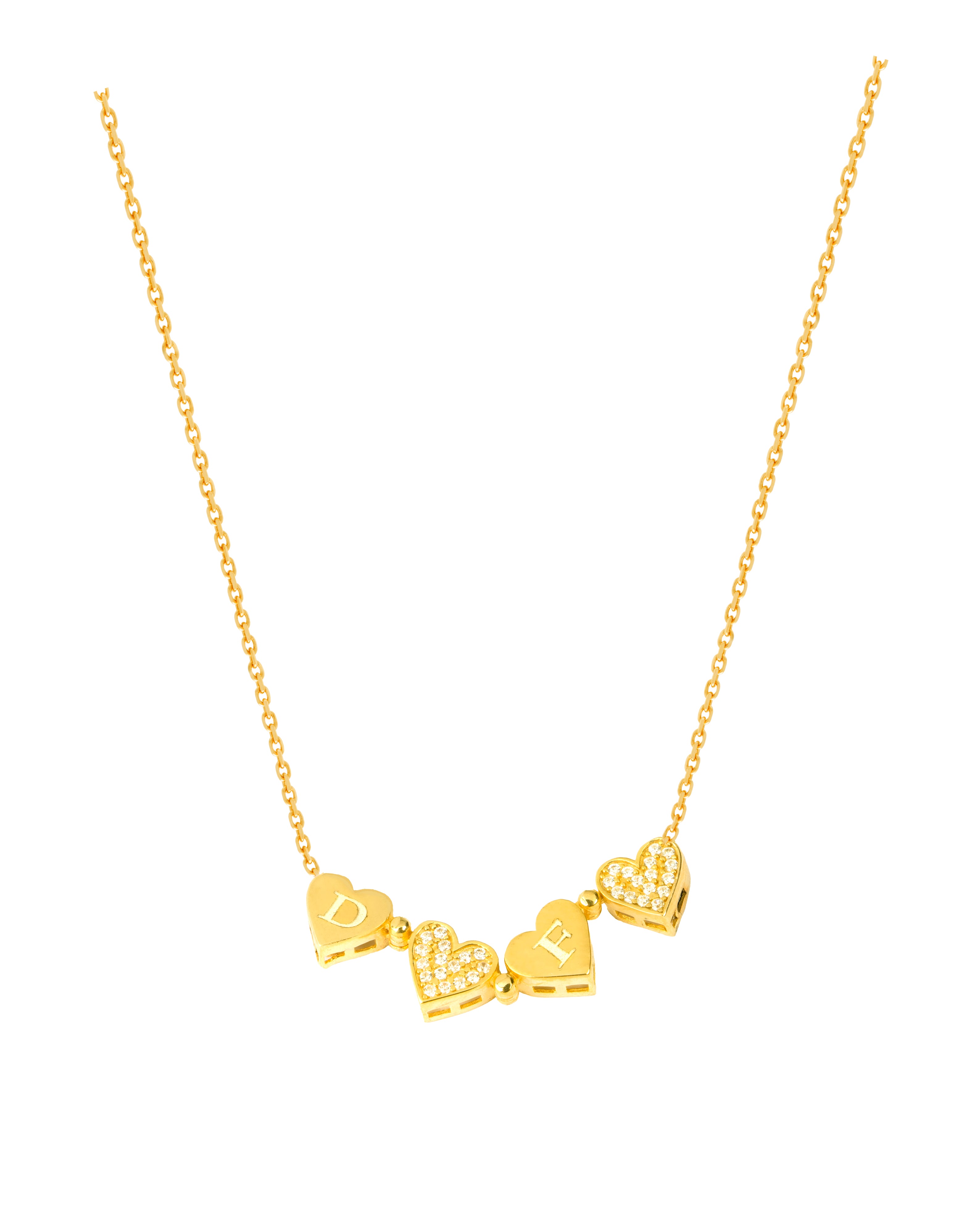 925 Silver Personalized Custom Four Hearts Necklace - Leona Jewelry