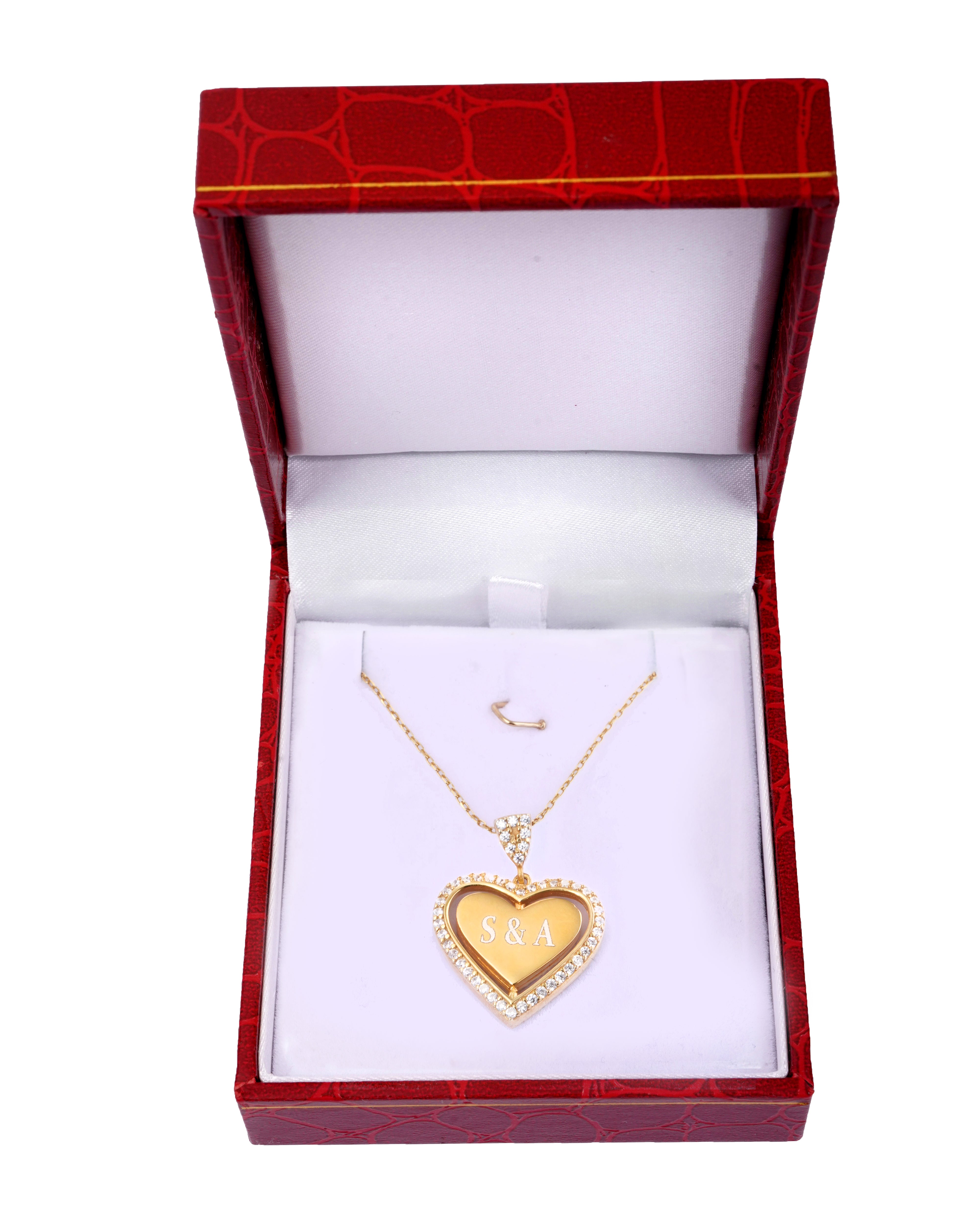 925 Silver Personalized Custom Rotating Heart Name Necklace - Leona Jewelry