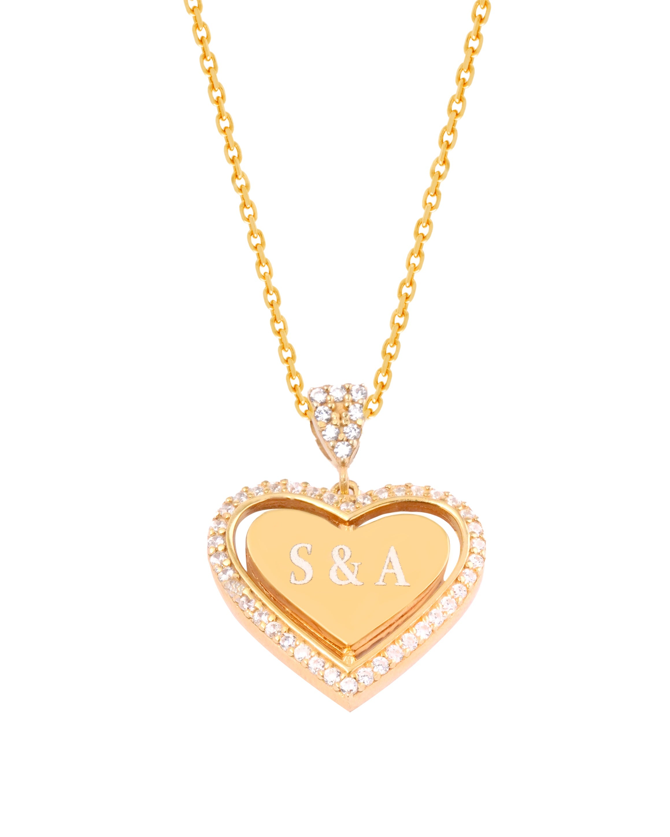 925 Silver Personalized Custom Rotating Heart Name Necklace - Leona Jewelry