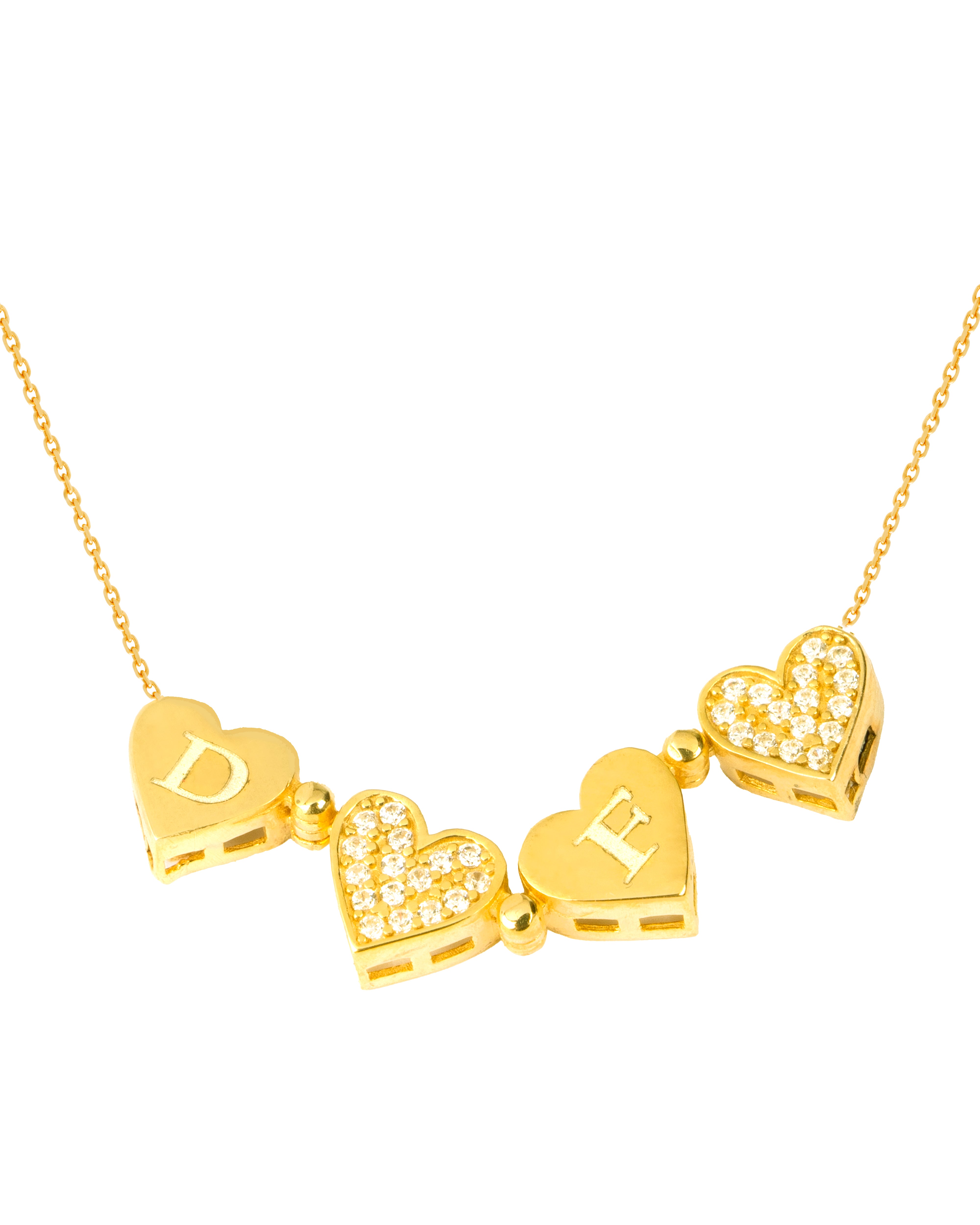 925 Silver Personalized Custom Four Hearts Necklace - Leona Jewelry