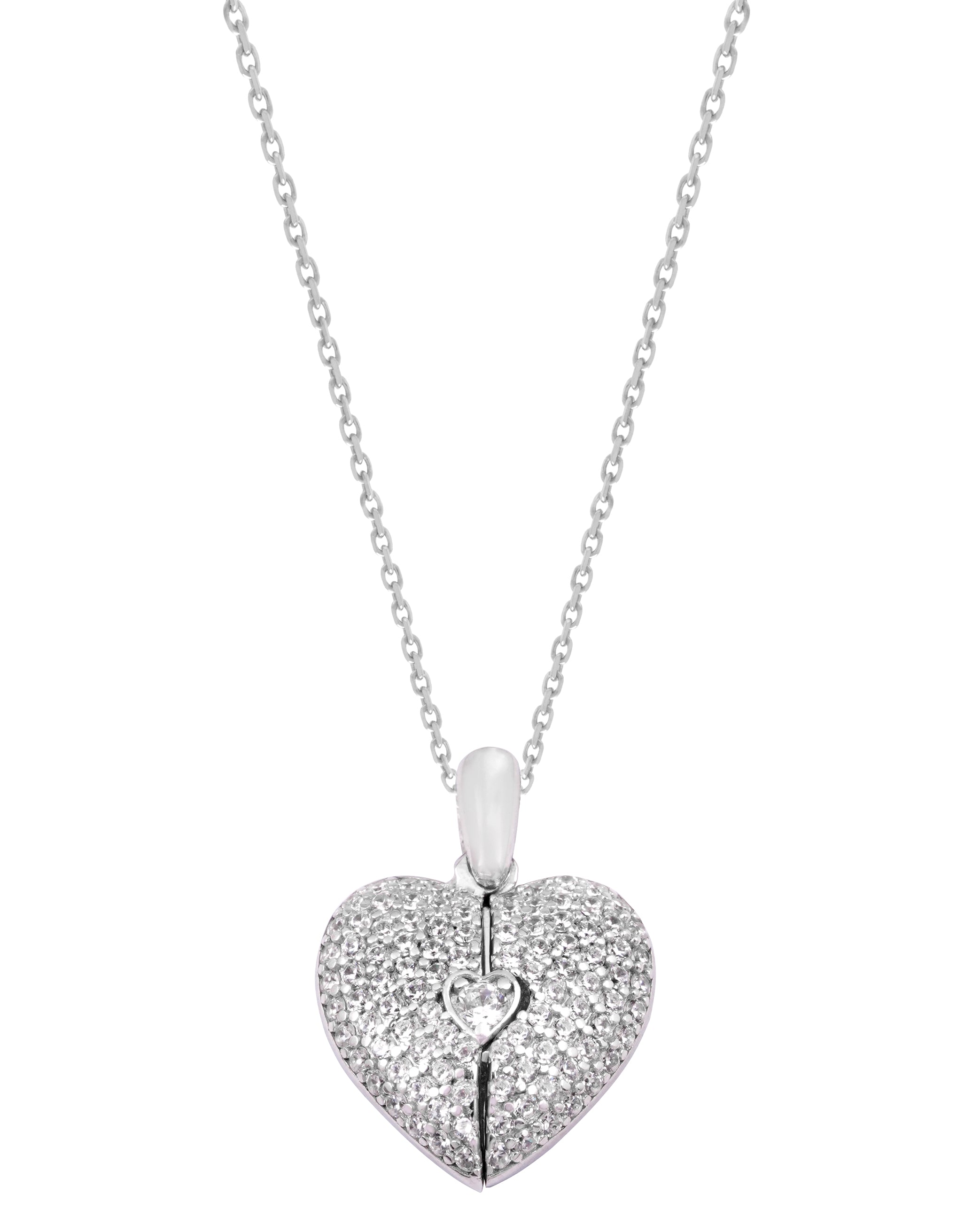 925 Silver Personalized Custom Love Heart Jewelry Set (Silver) - Leona Jewelry