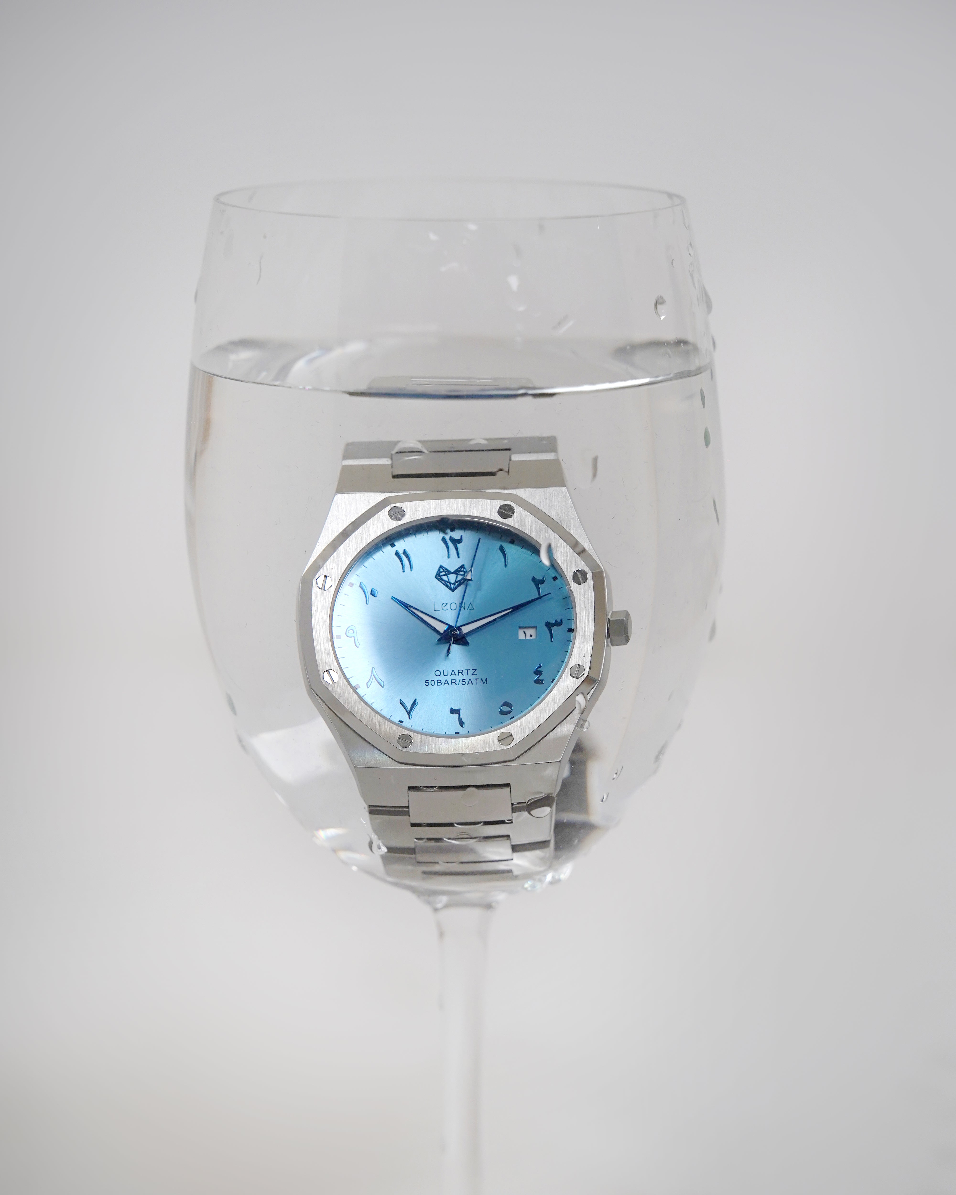 Royal Men's Watch Blue – 40mm Arabic Dial, Full Steel, Japanese Quartz ,Waterproof, Ultra Thin - Leona Jewelry