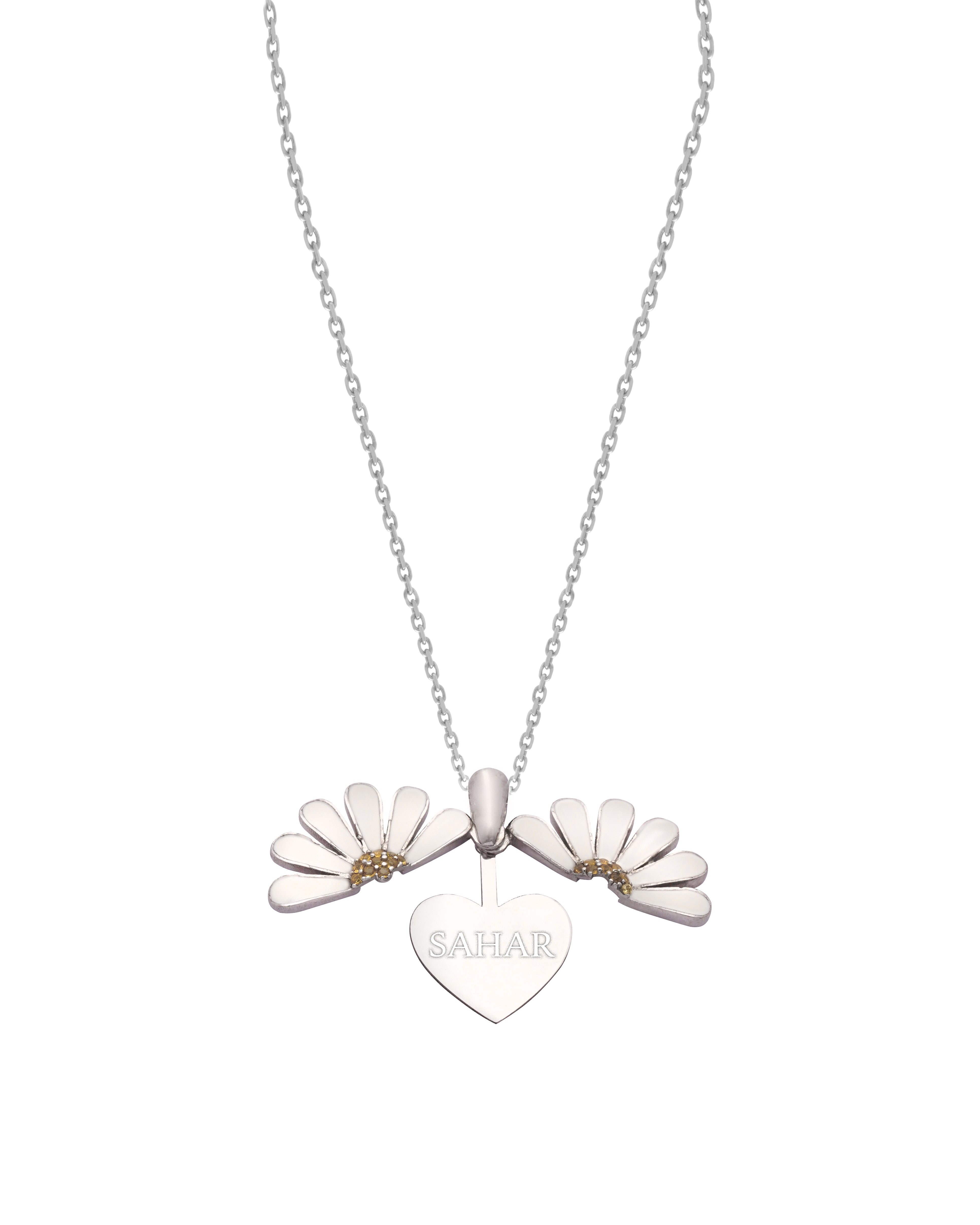 925 Silver Personalized Custom Flower Name Necklace (Silver) - Leona Jewelry