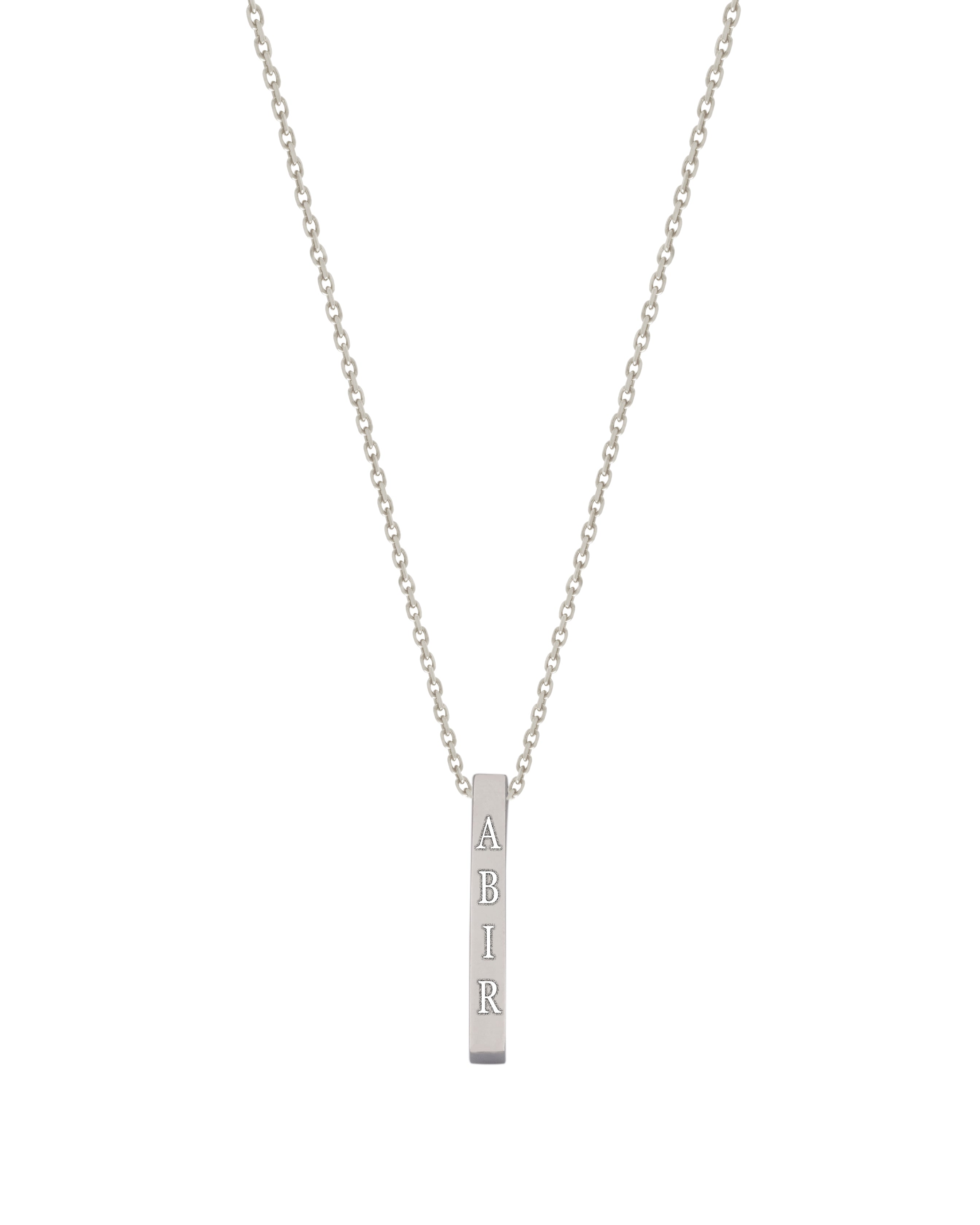 925 Silver Personalized Custom Engraving Bar Name Necklace (Silver) - Leona Jewelry