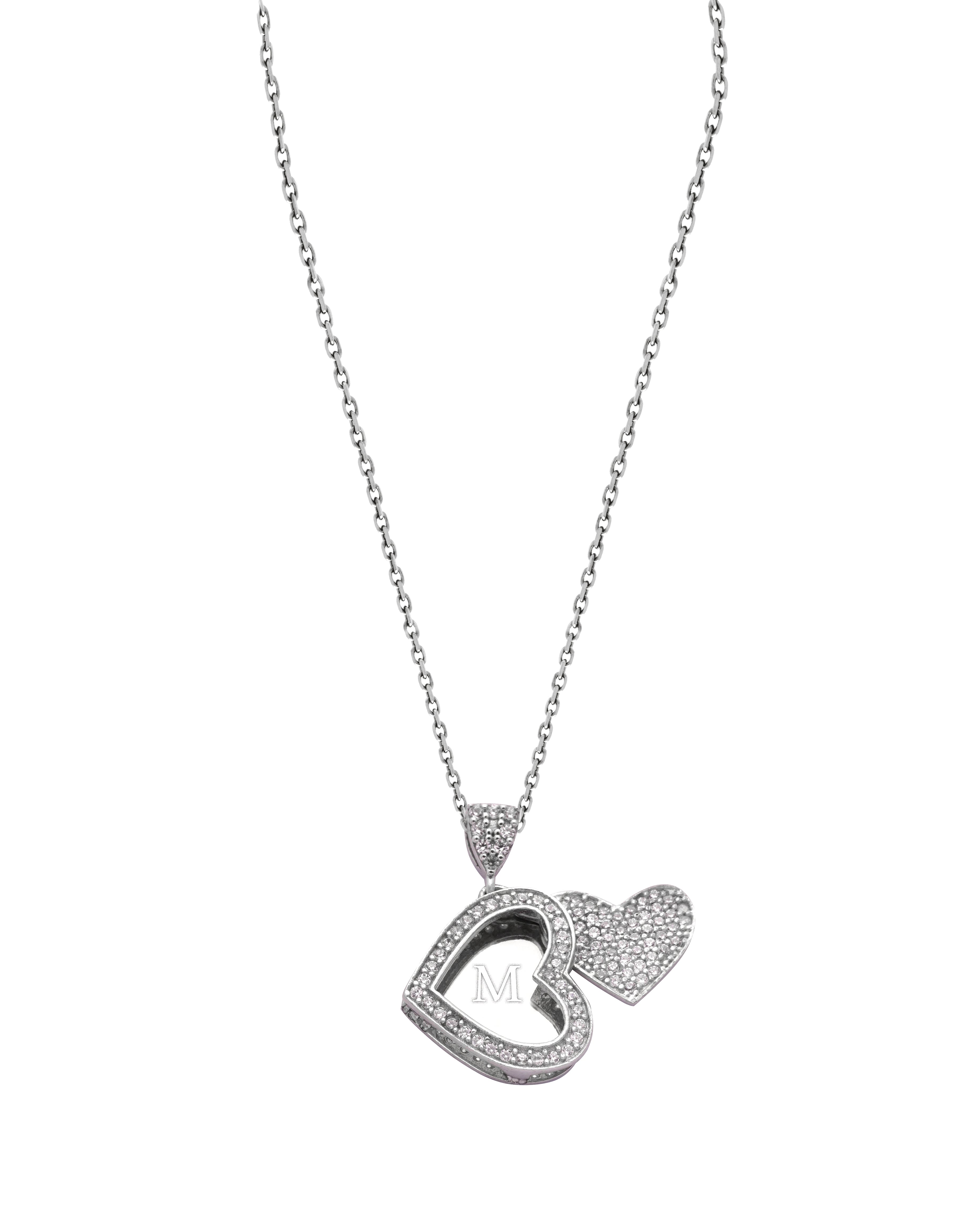 925 Silver Personalized Custom Heart Name Necklace (Silver) - Leona Jewelry