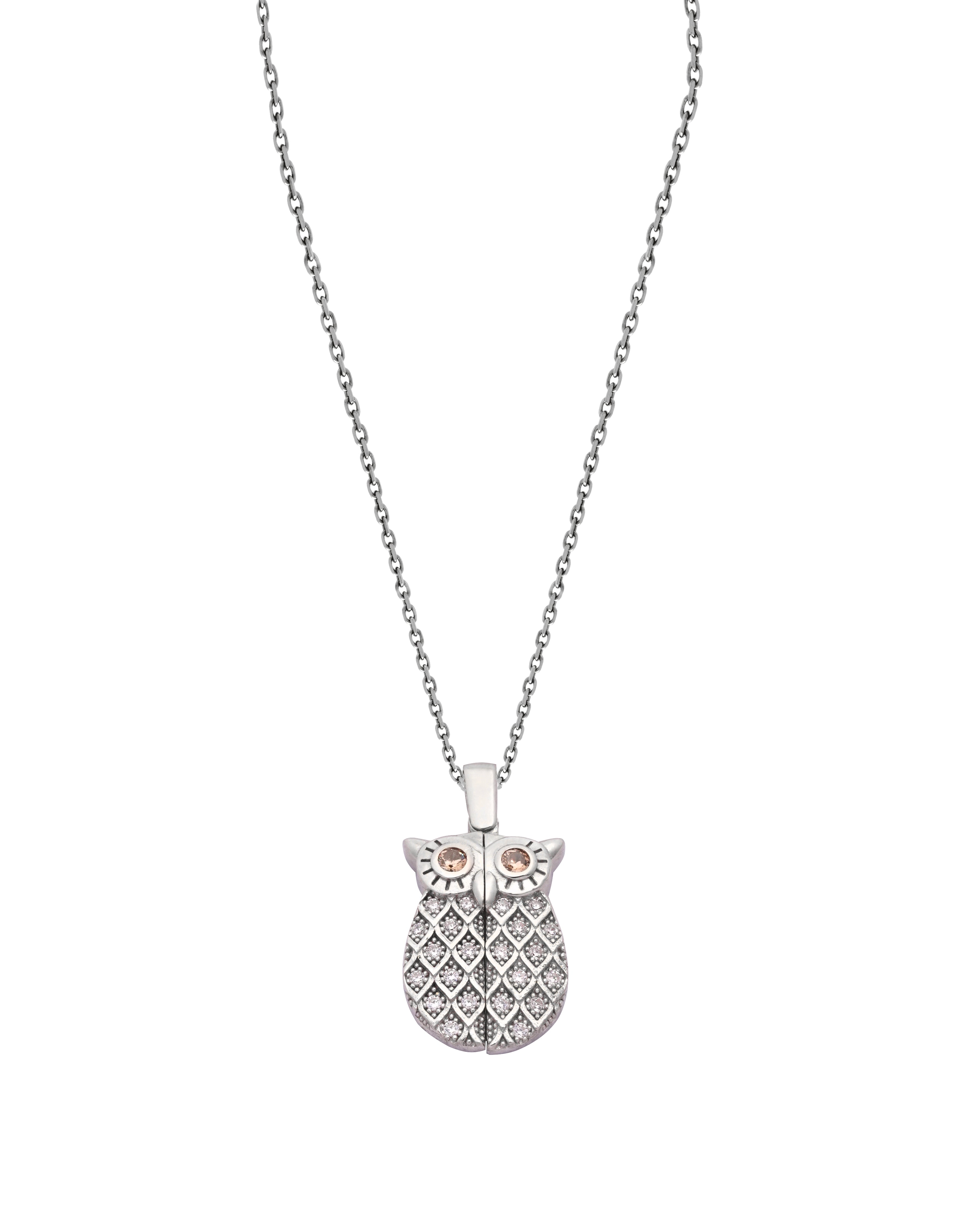 925 Silver Personalized Custom Owl Name Necklace (Silver) - Leona Jewelry