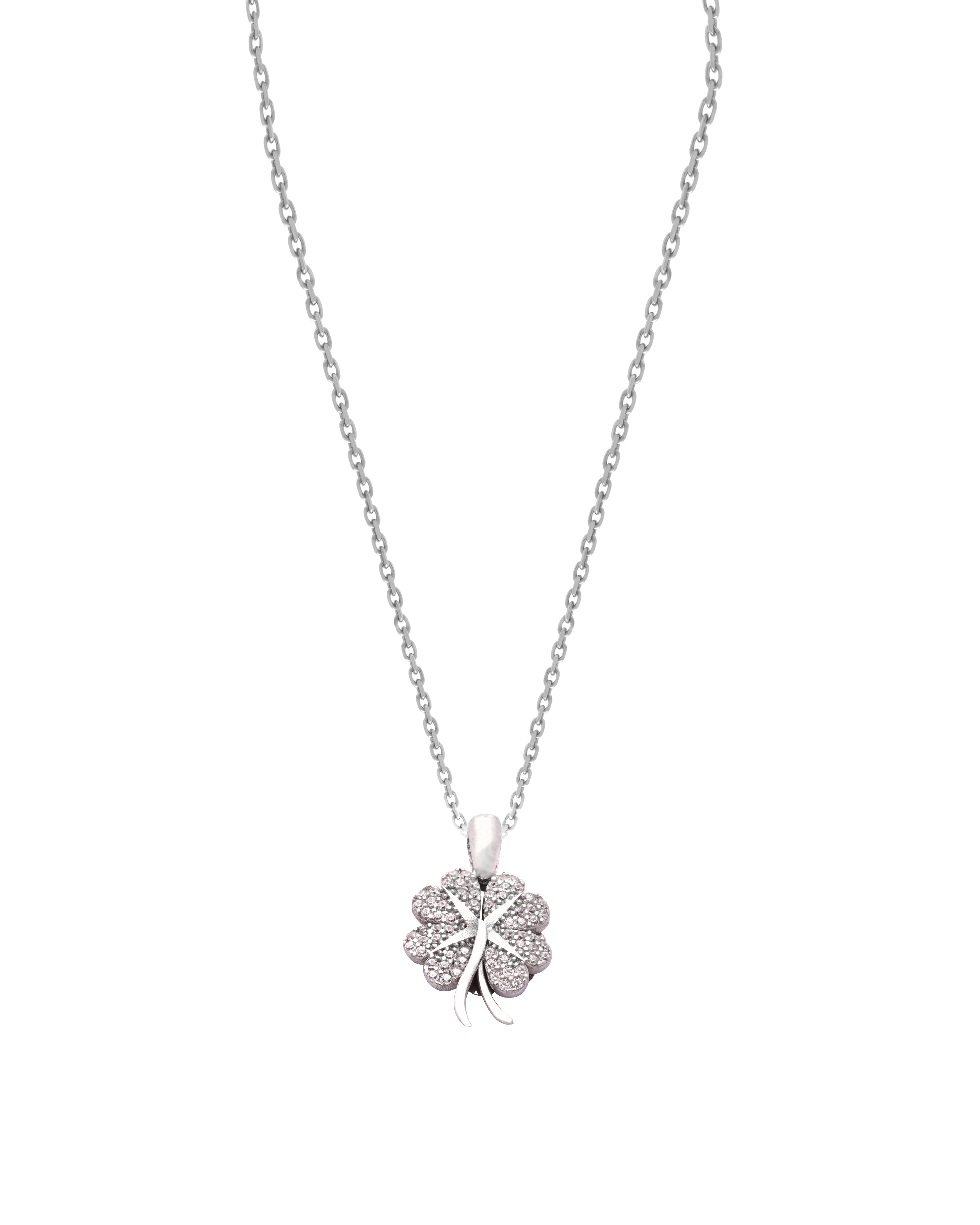 925 Silver Personalized Custom Clover Name Necklace (Silver) - Leona Jewelry