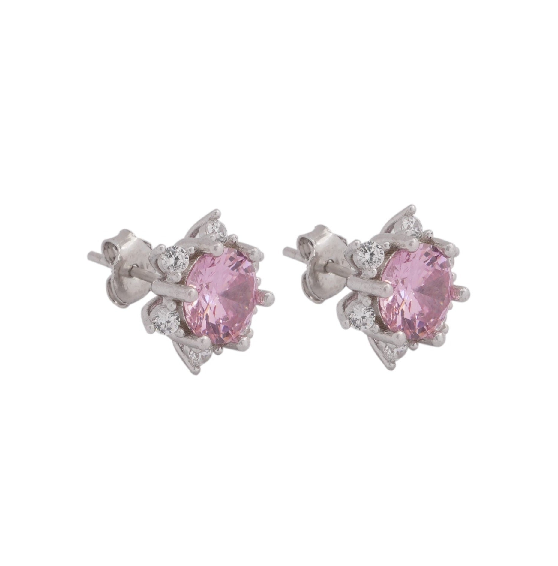 925 Silver Pink Star Earrings - Leona Jewelry