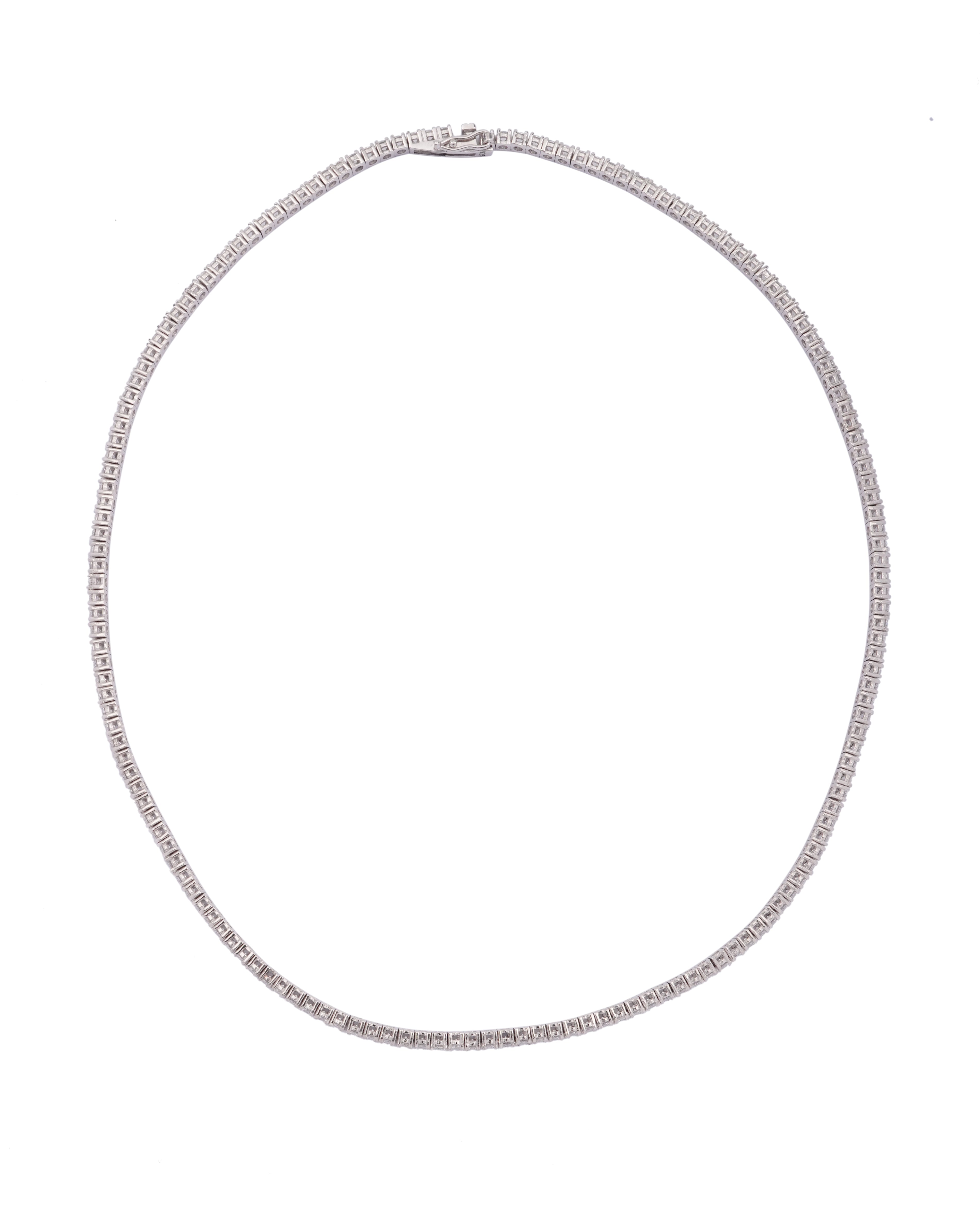 925 Silver Tennis Necklace (Silver) - Leona Jewelry