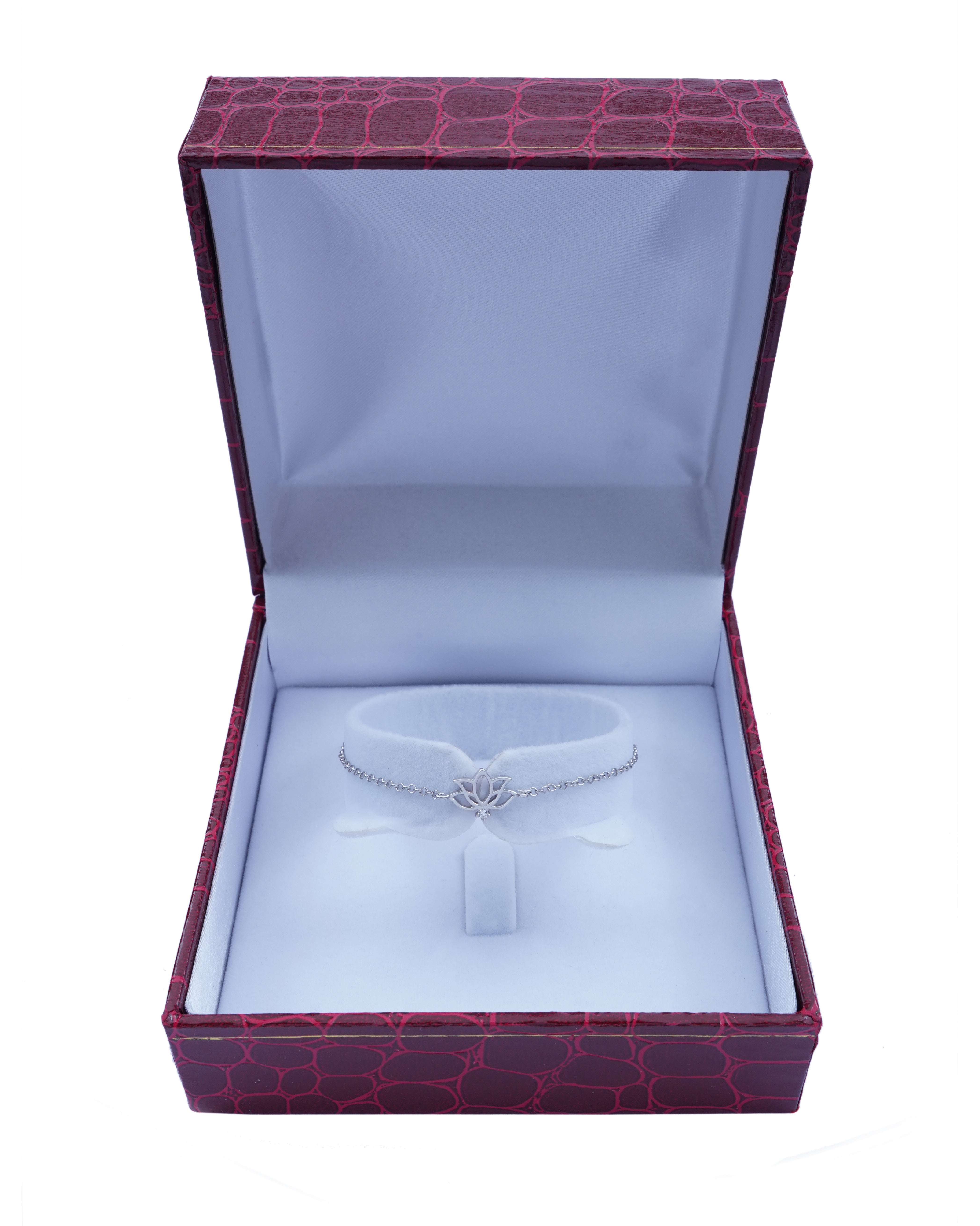 925 Silver Dainty Lotus Bracelet (Silver) - Leona Jewelry