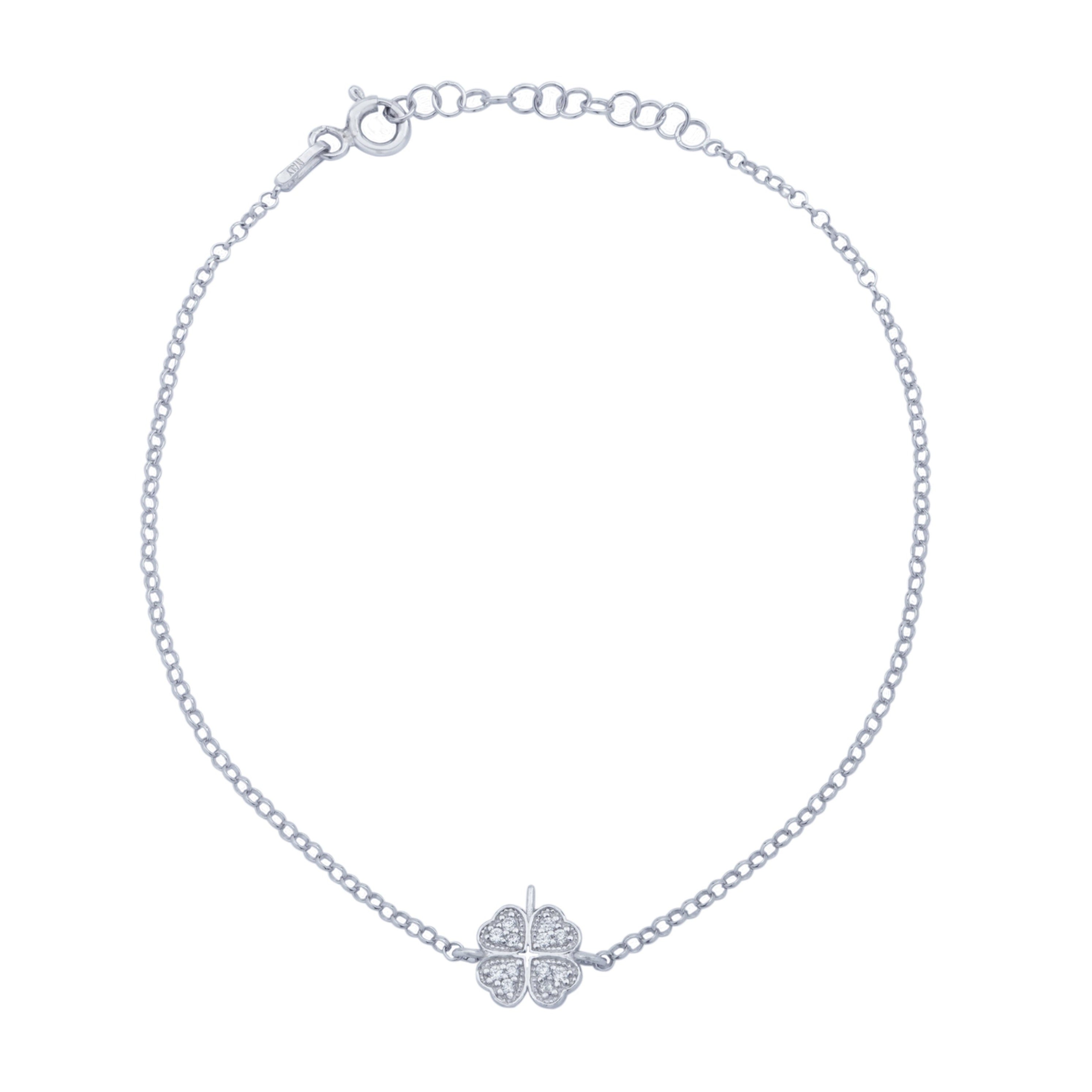 925 Silver Dainty Four Hearts Bracelet (Silver) - Leona Jewelry