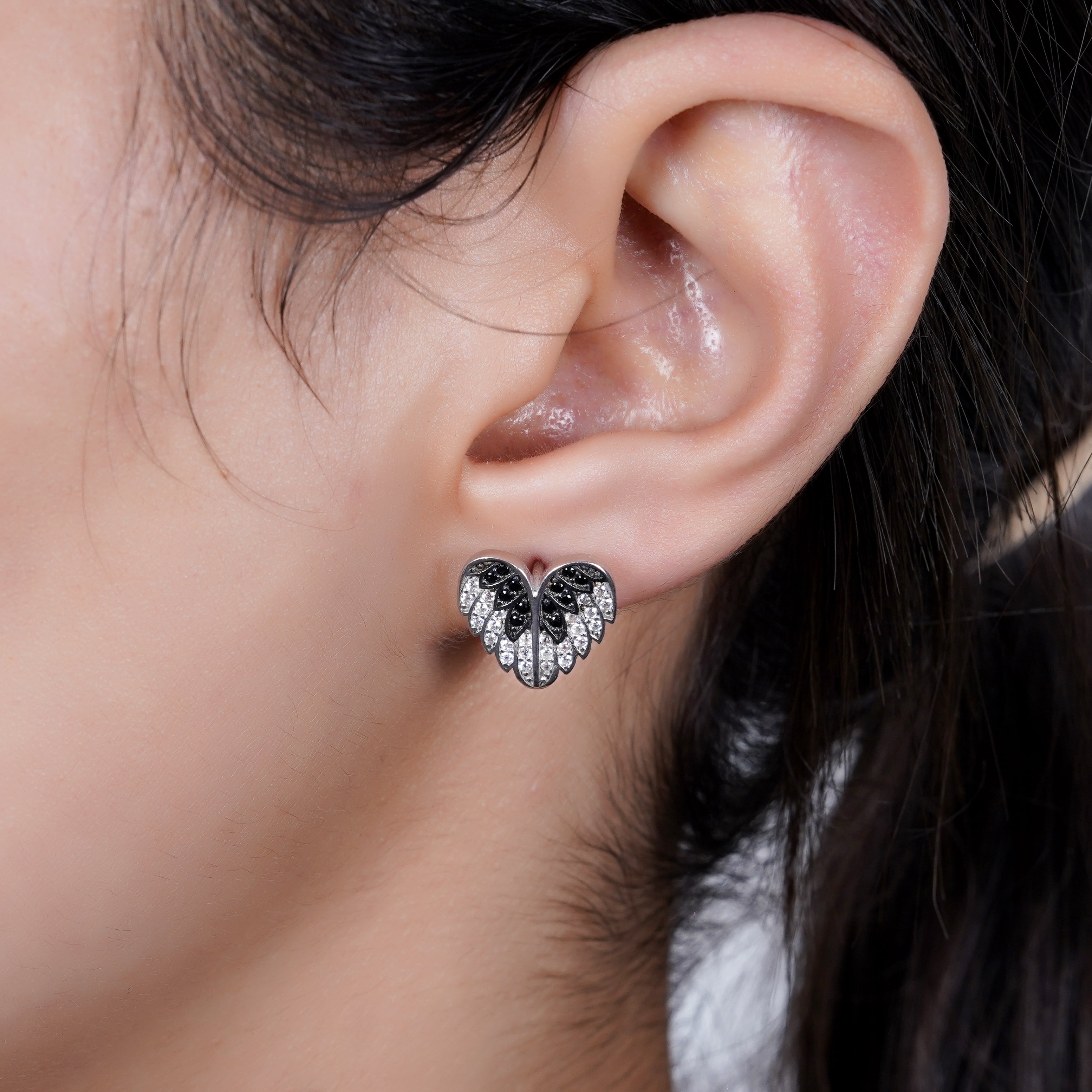 925 Silver Love Angel Wings Earrings (Silver) - Leona Jewelry