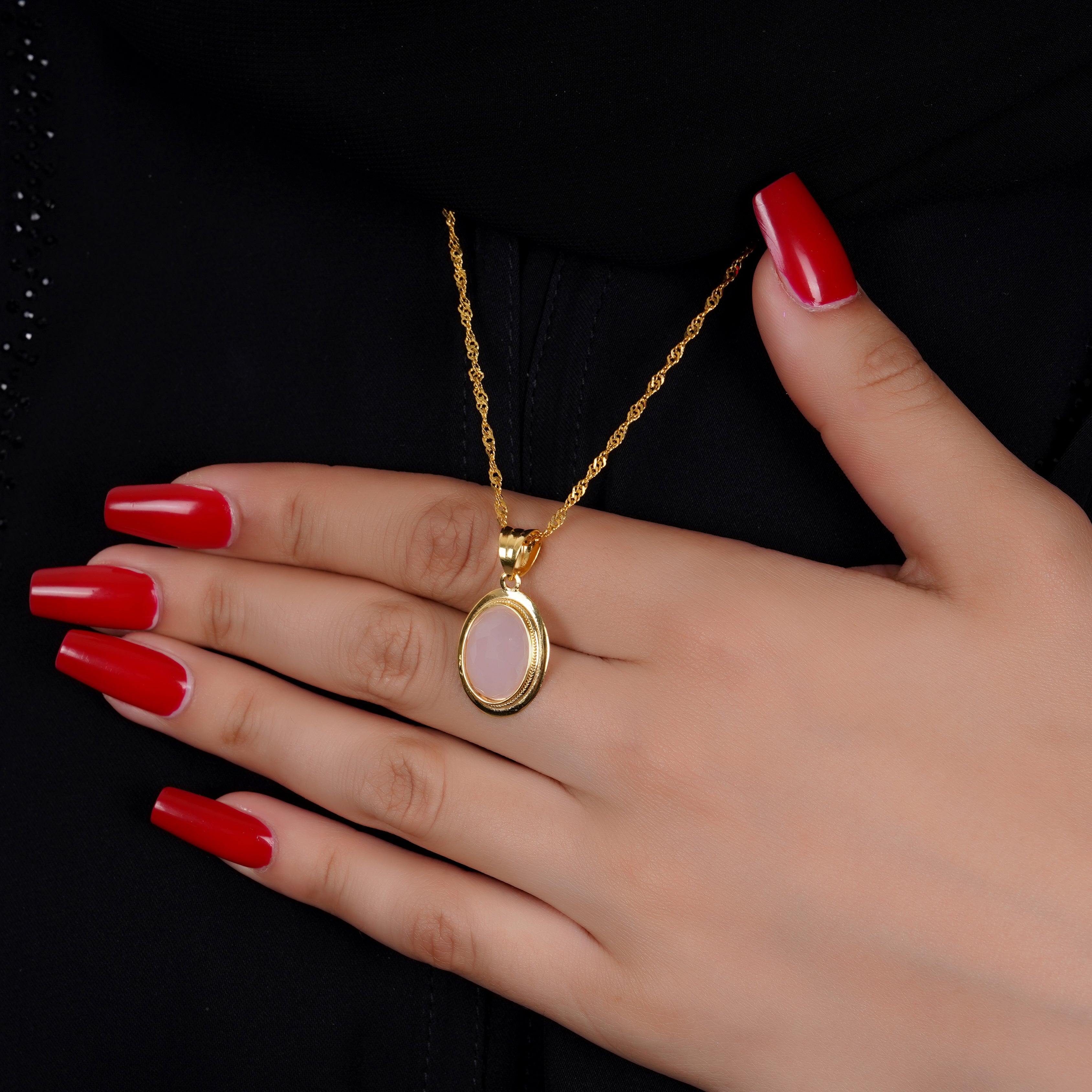 925 Silver Natural Pink Quartz Stone Necklace - Leona Jewelry