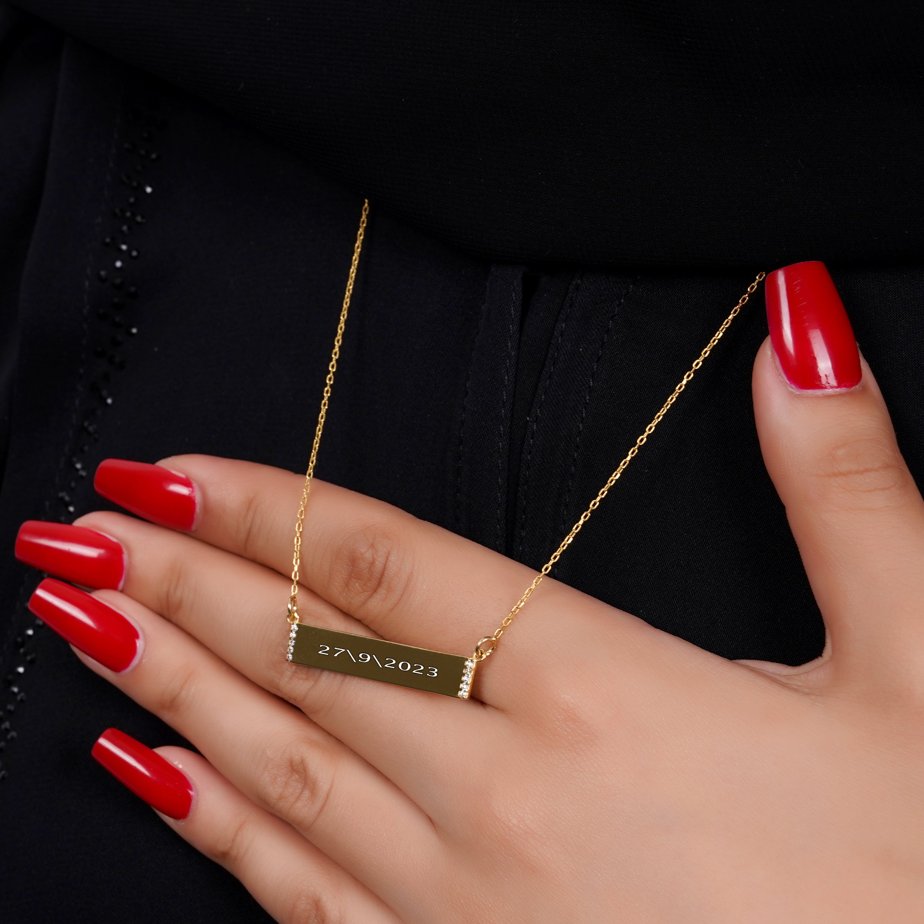 925 Silver Personalized Custom Plate Name Necklace - Leona Jewelry