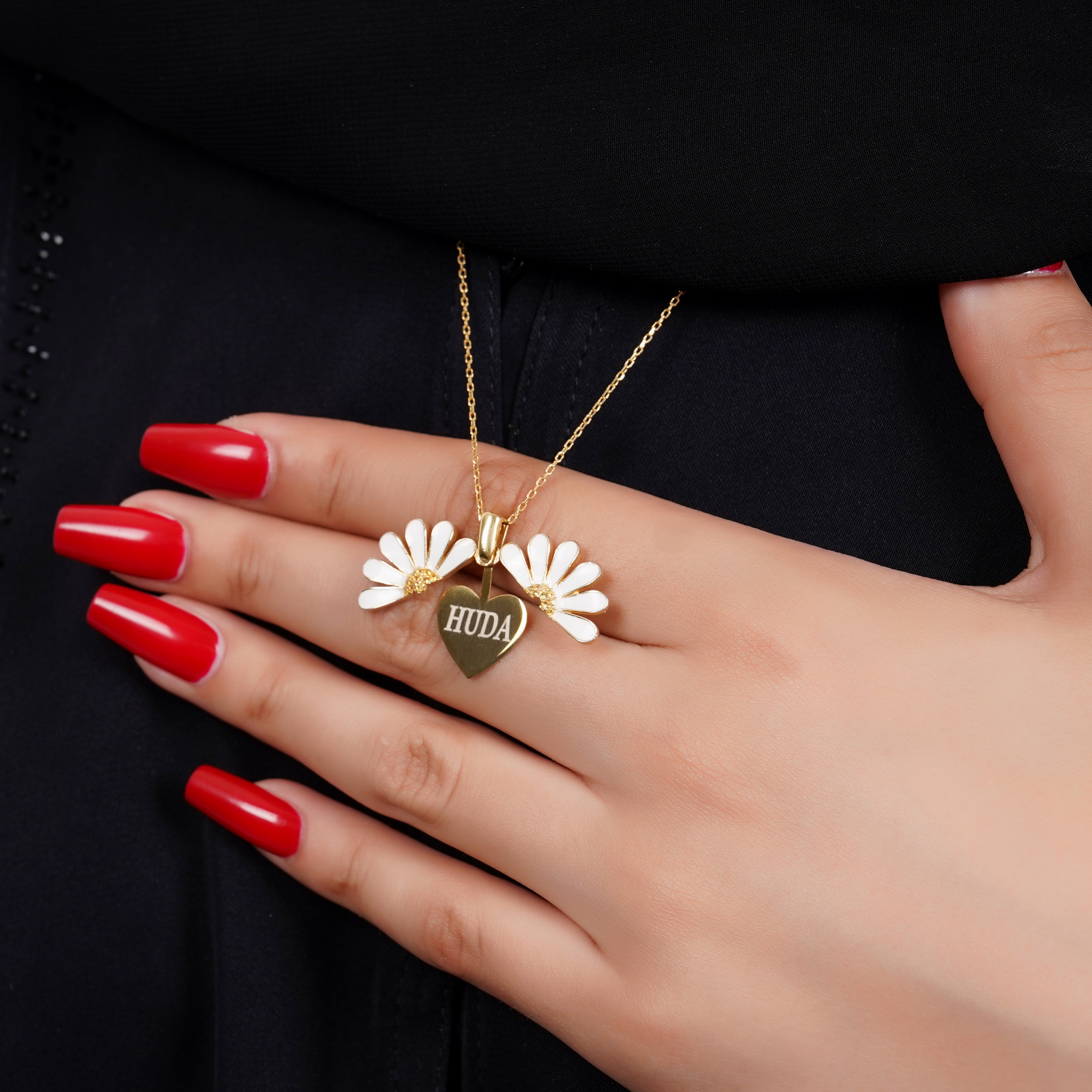 925 Silver Personalized Custom White Flower Name Necklace - Leona Jewelry