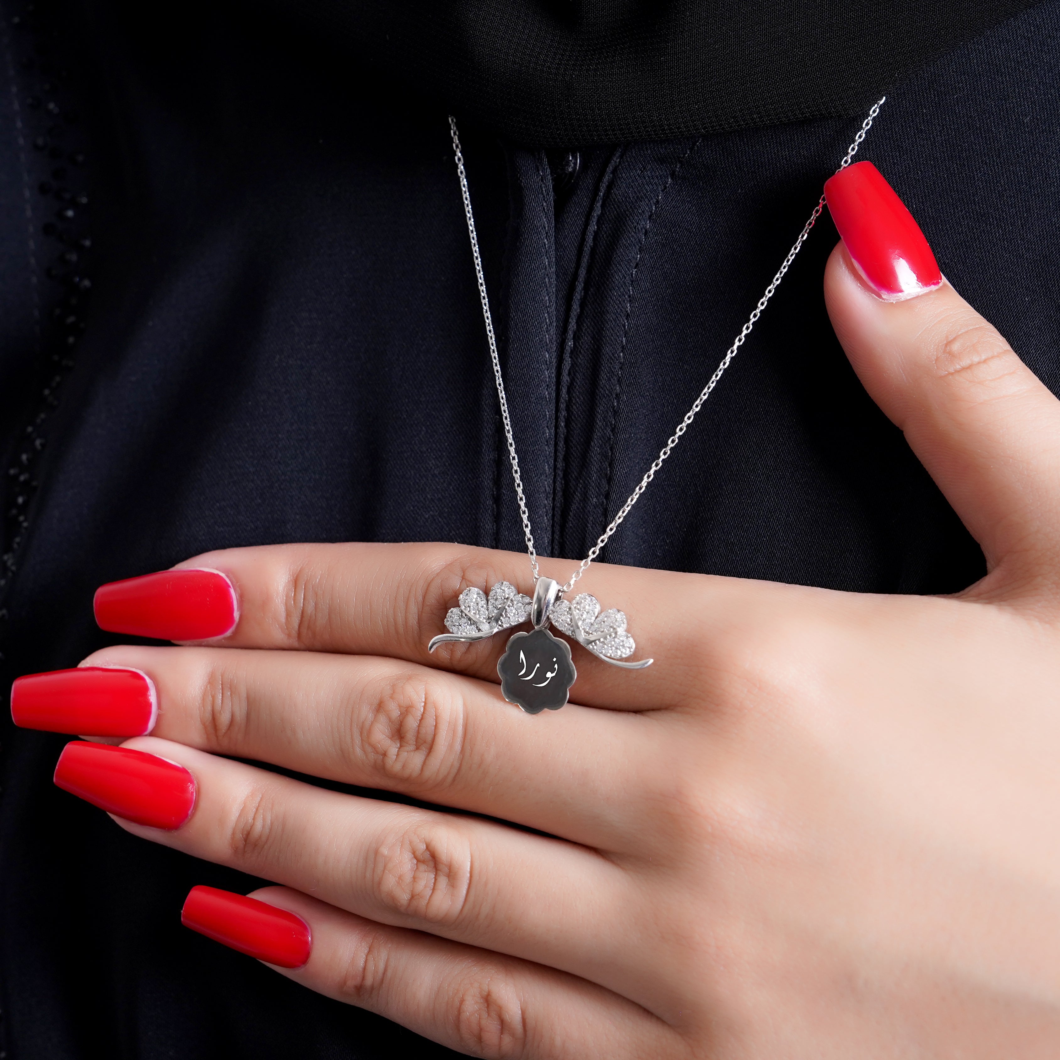 925 Silver Personalized Custom Clover Name Necklace (Silver) - Leona Jewelry