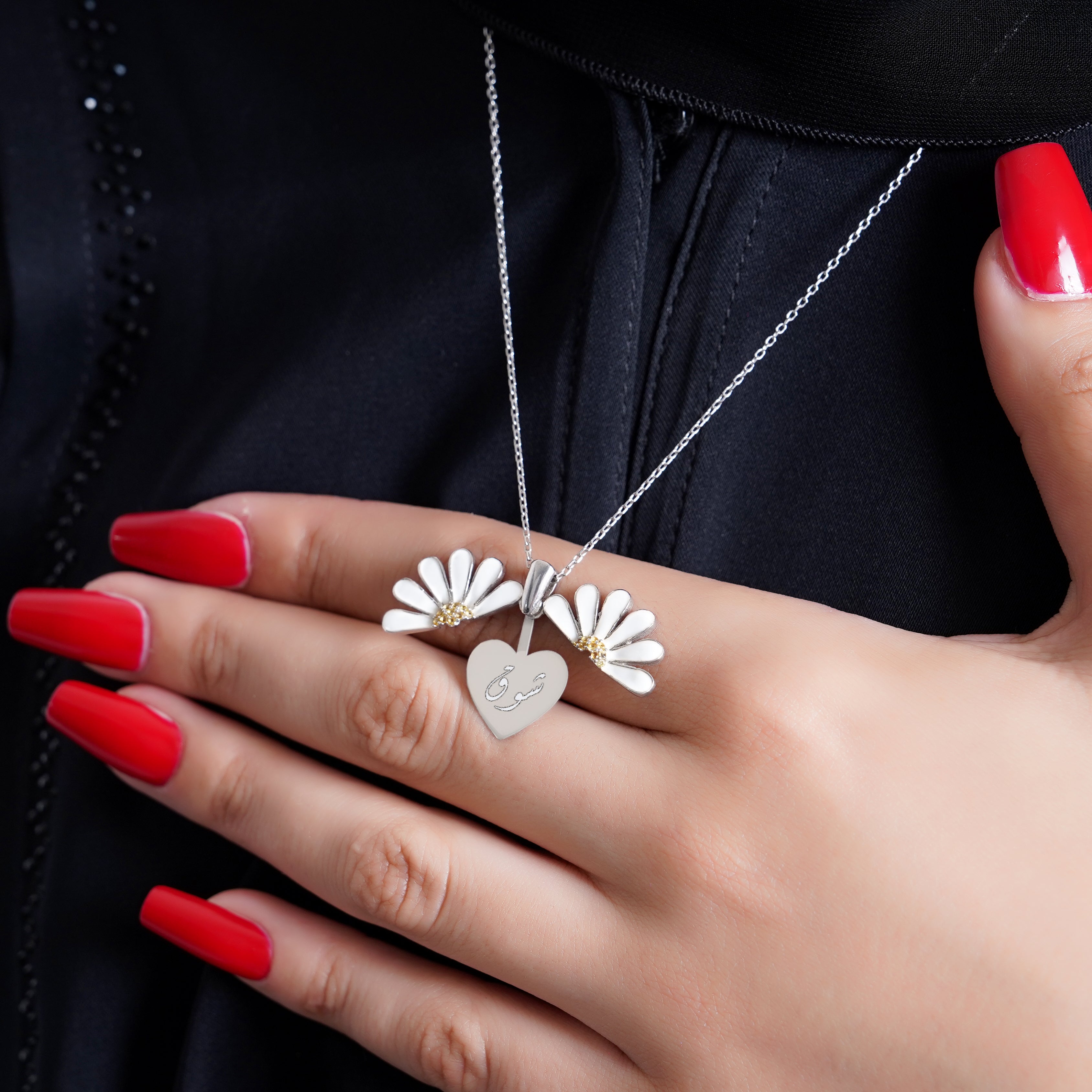 925 Silver Personalized Custom Flower Name Necklace (Silver) - Leona Jewelry