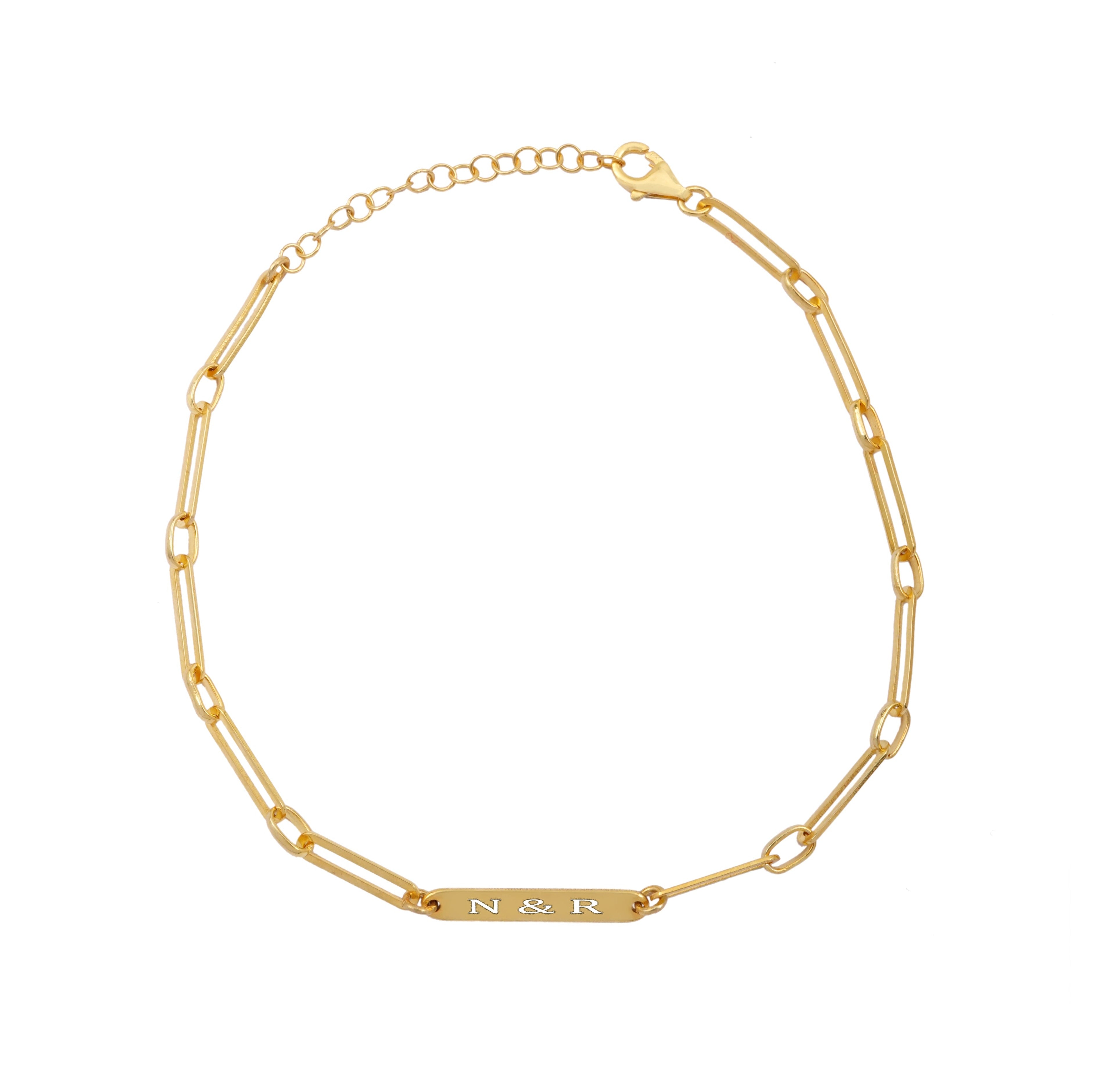 925 Silver Personalized Custom Engraving Paperclip Bracelet - Leona Jewelry