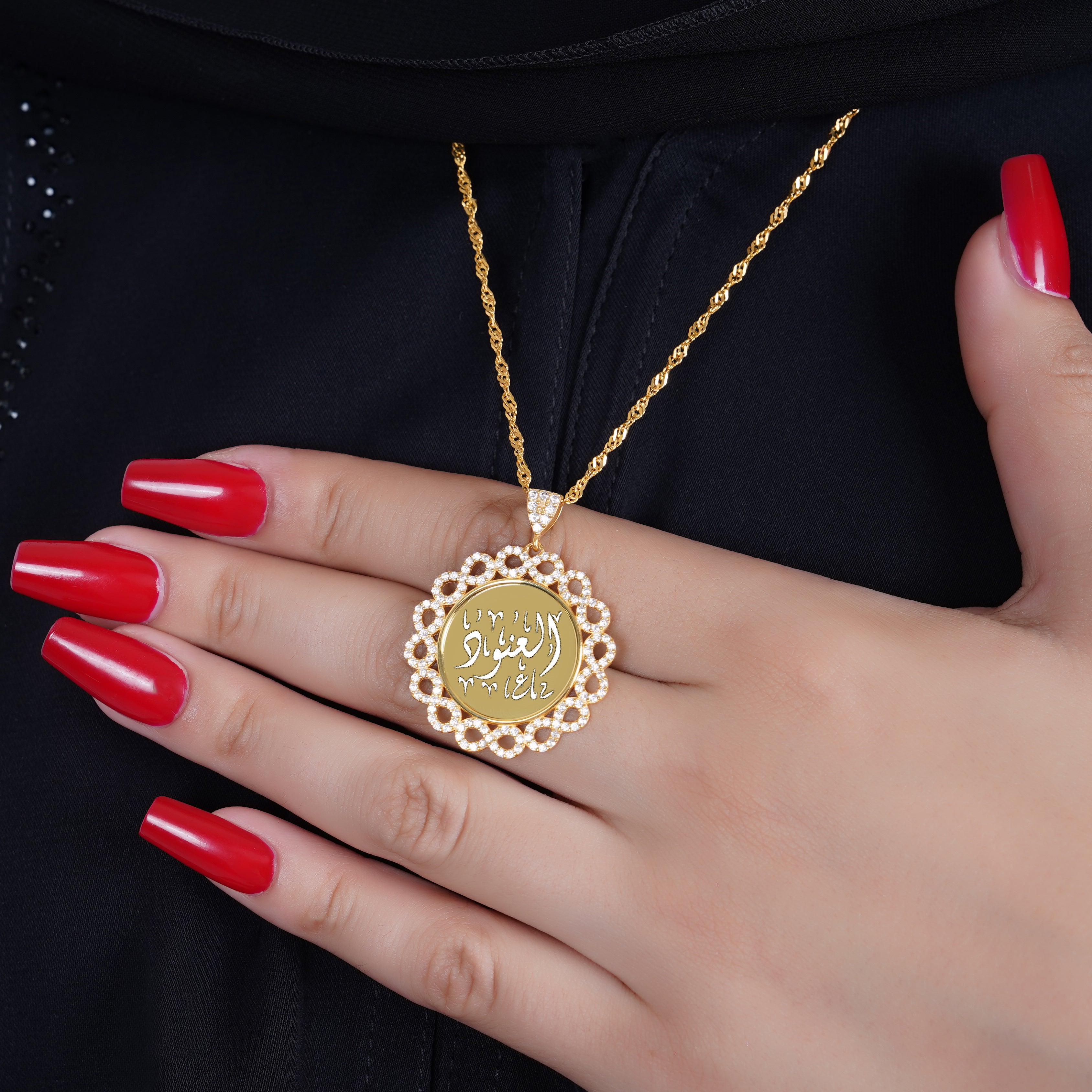 925 Silver Personalized Custom Round Coin Name Necklace - Leona Jewelry