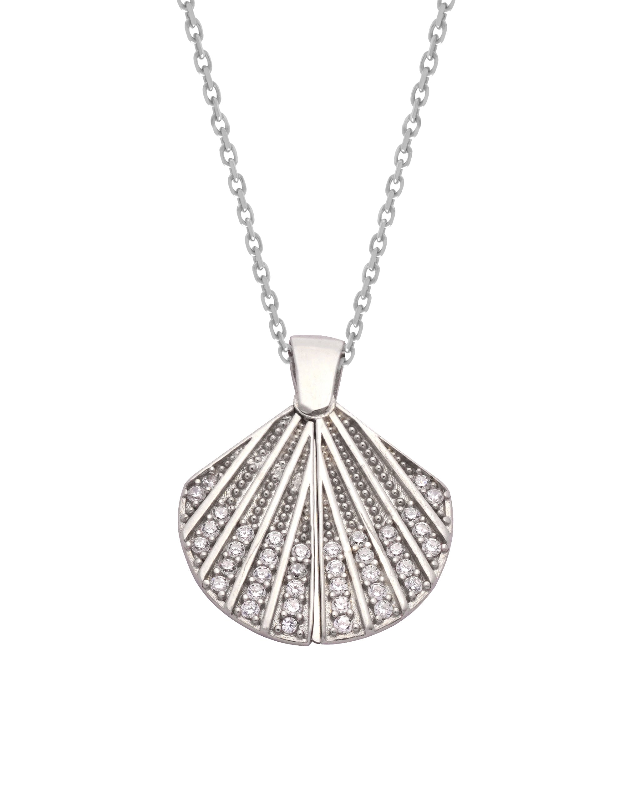 925 Silver Personalized Custom Shell Name Necklace (Silver) - Leona Jewelry