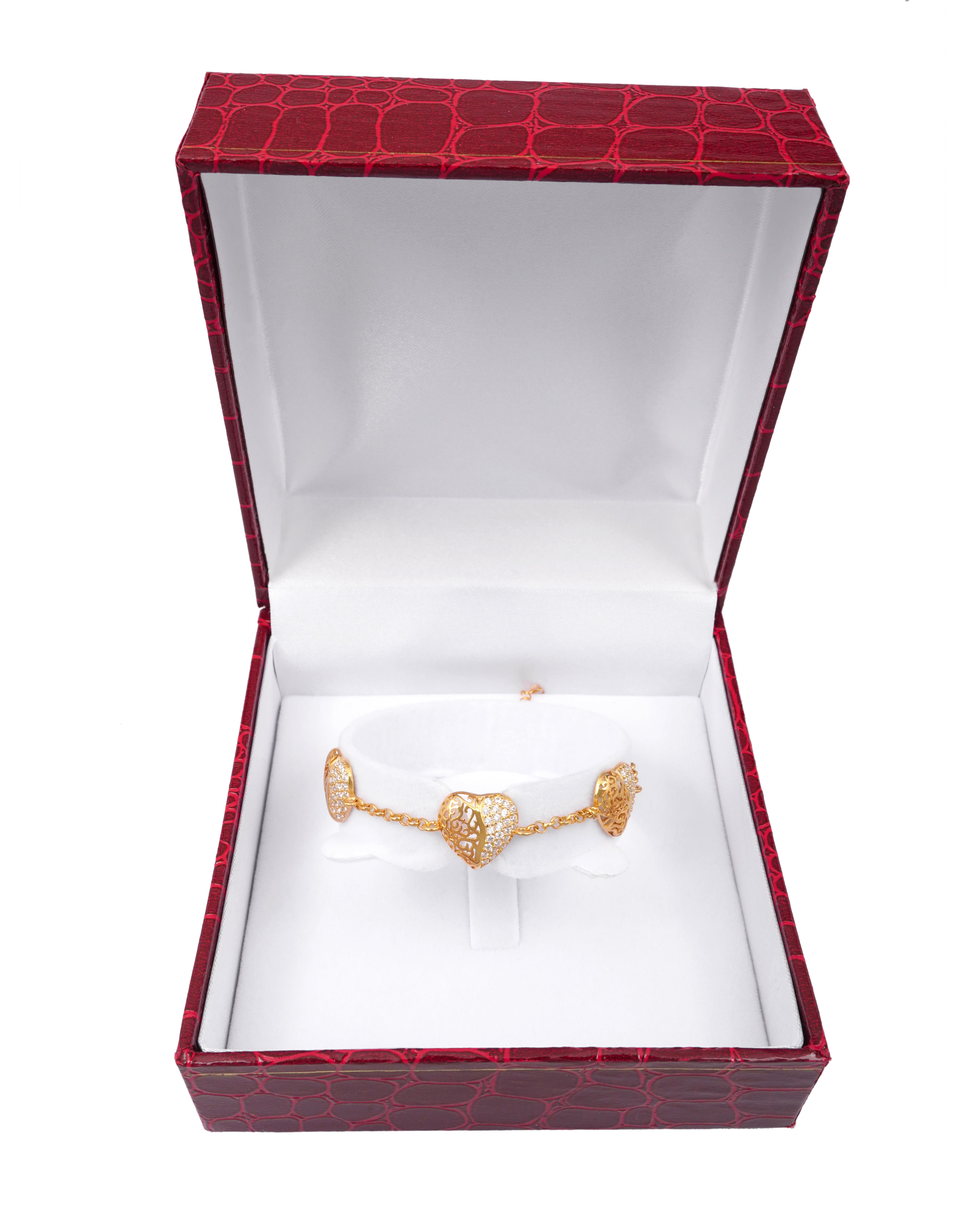 925 Silver Three hearts bracelet - Leona Jewelry