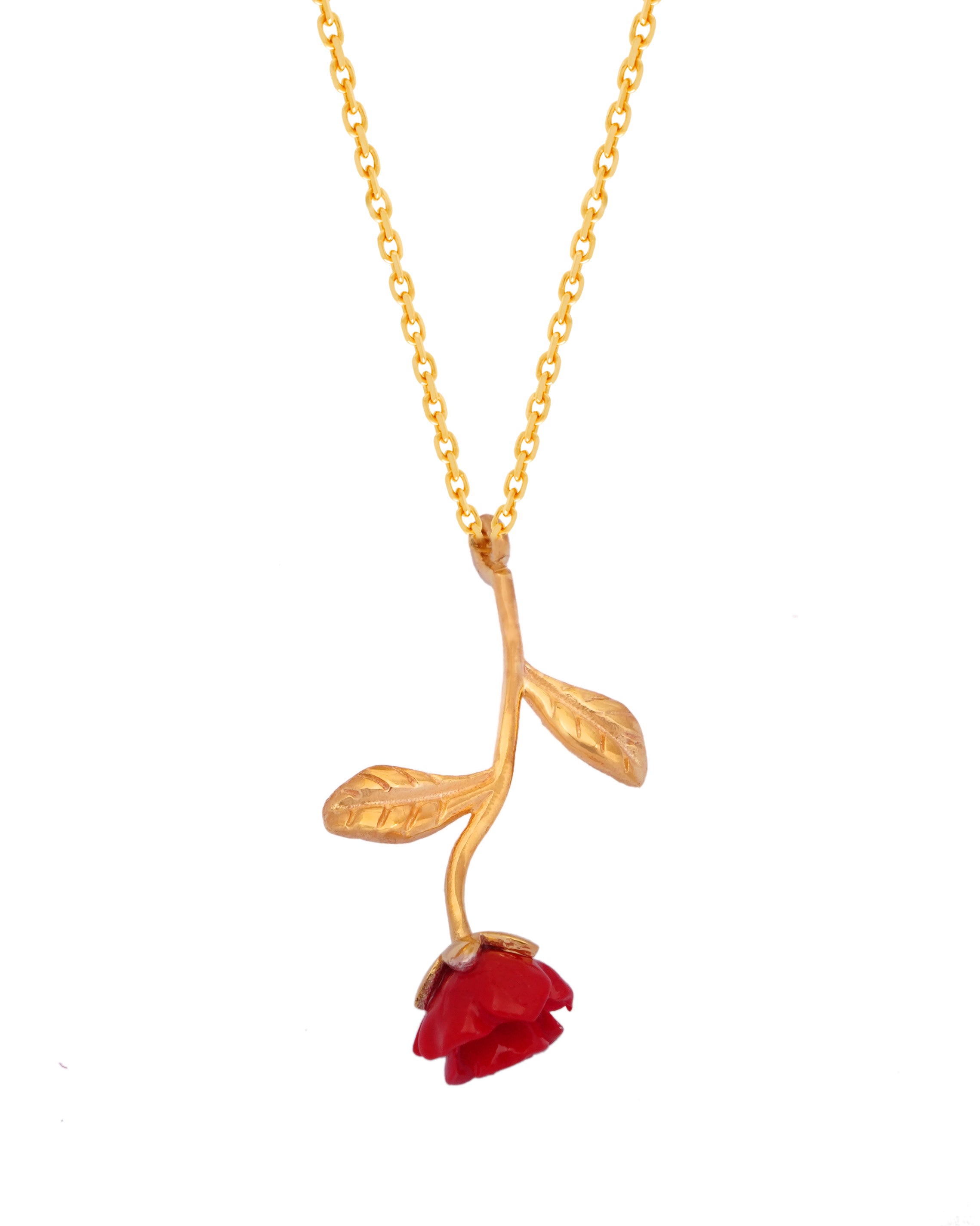 925 Silver Red Rose Necklace - Leona Jewelry