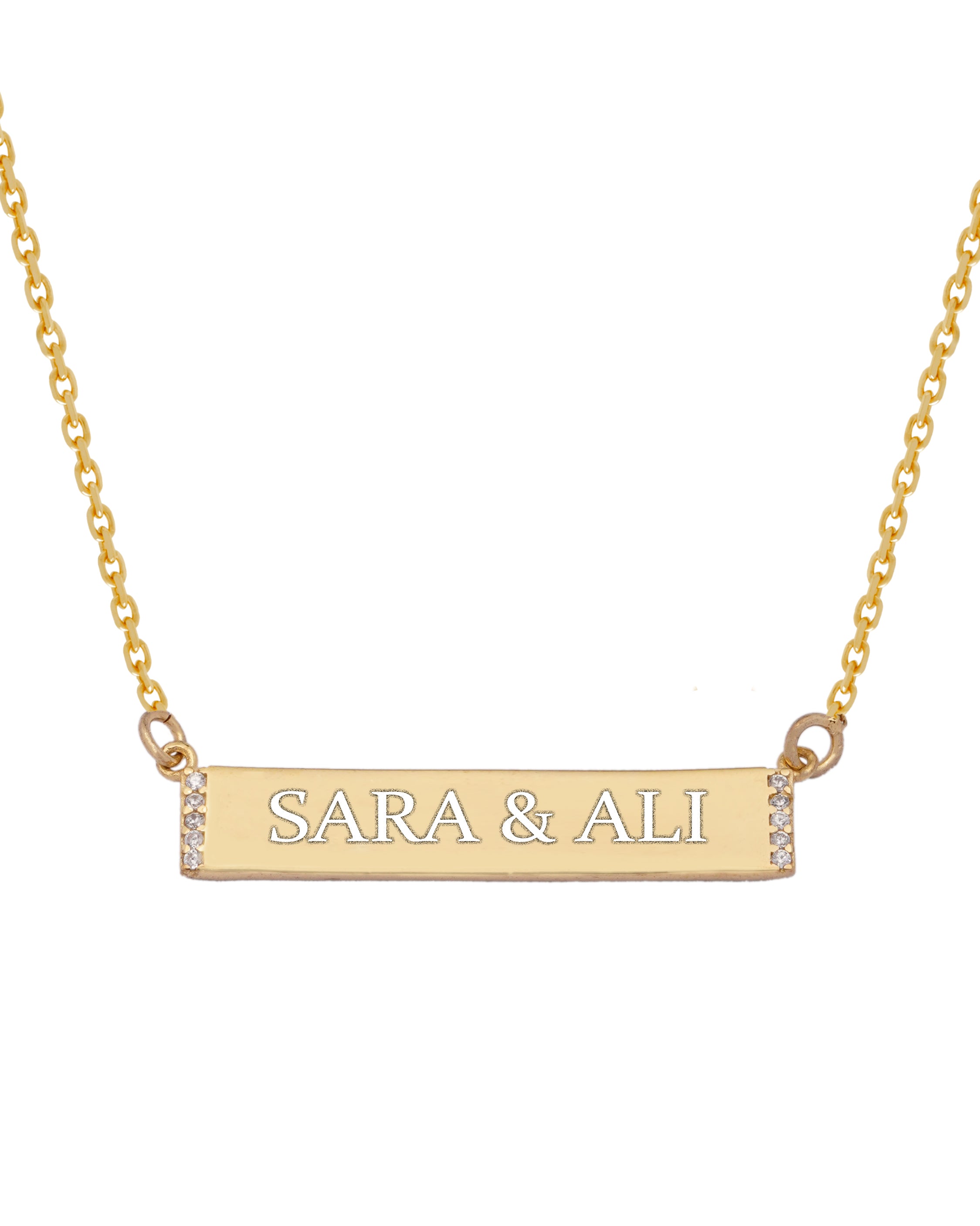 925 Silver Personalized Custom Plate Name Necklace - Leona Jewelry