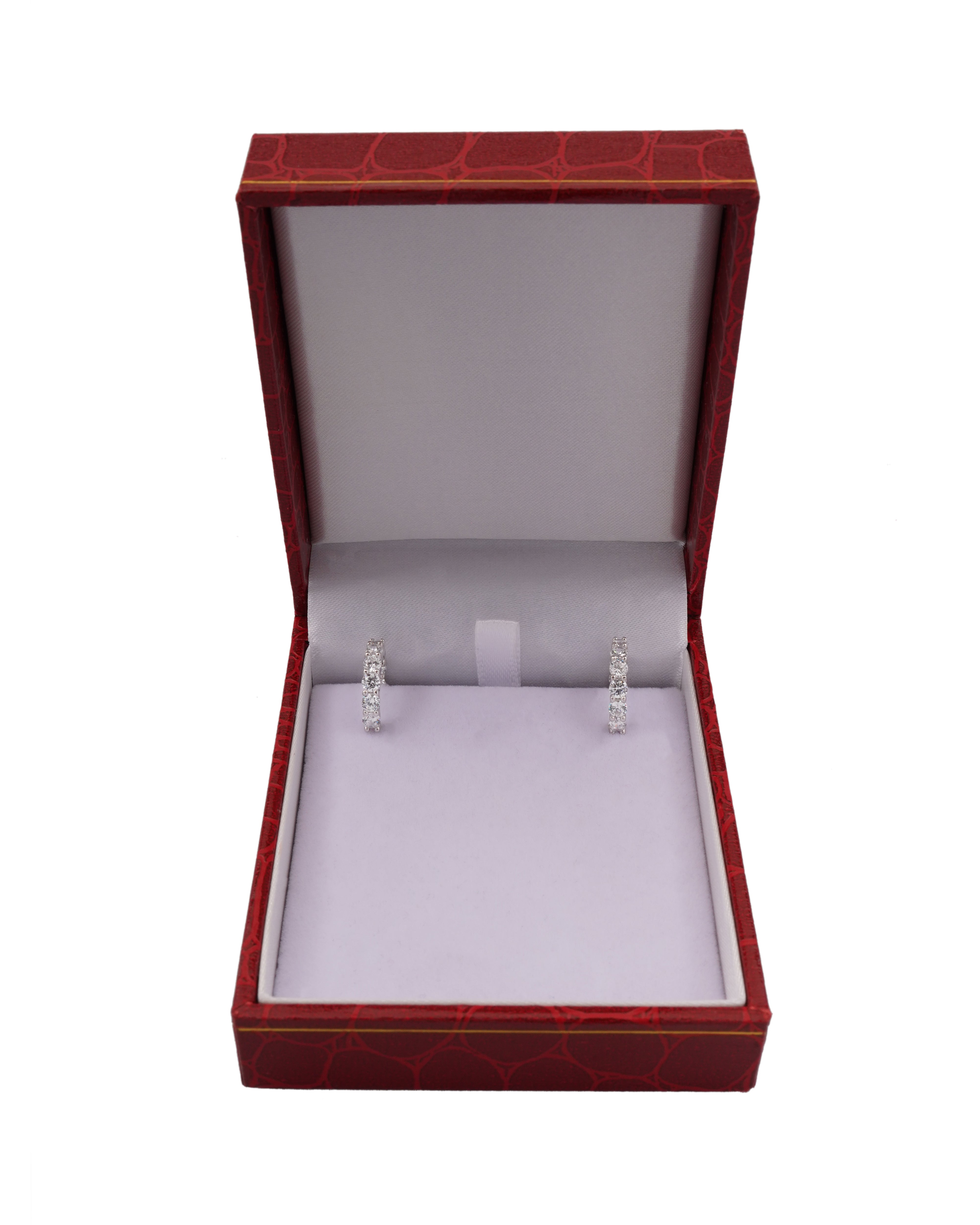 925 Silver Tennis Earrings (Silver) - Leona Jewelry