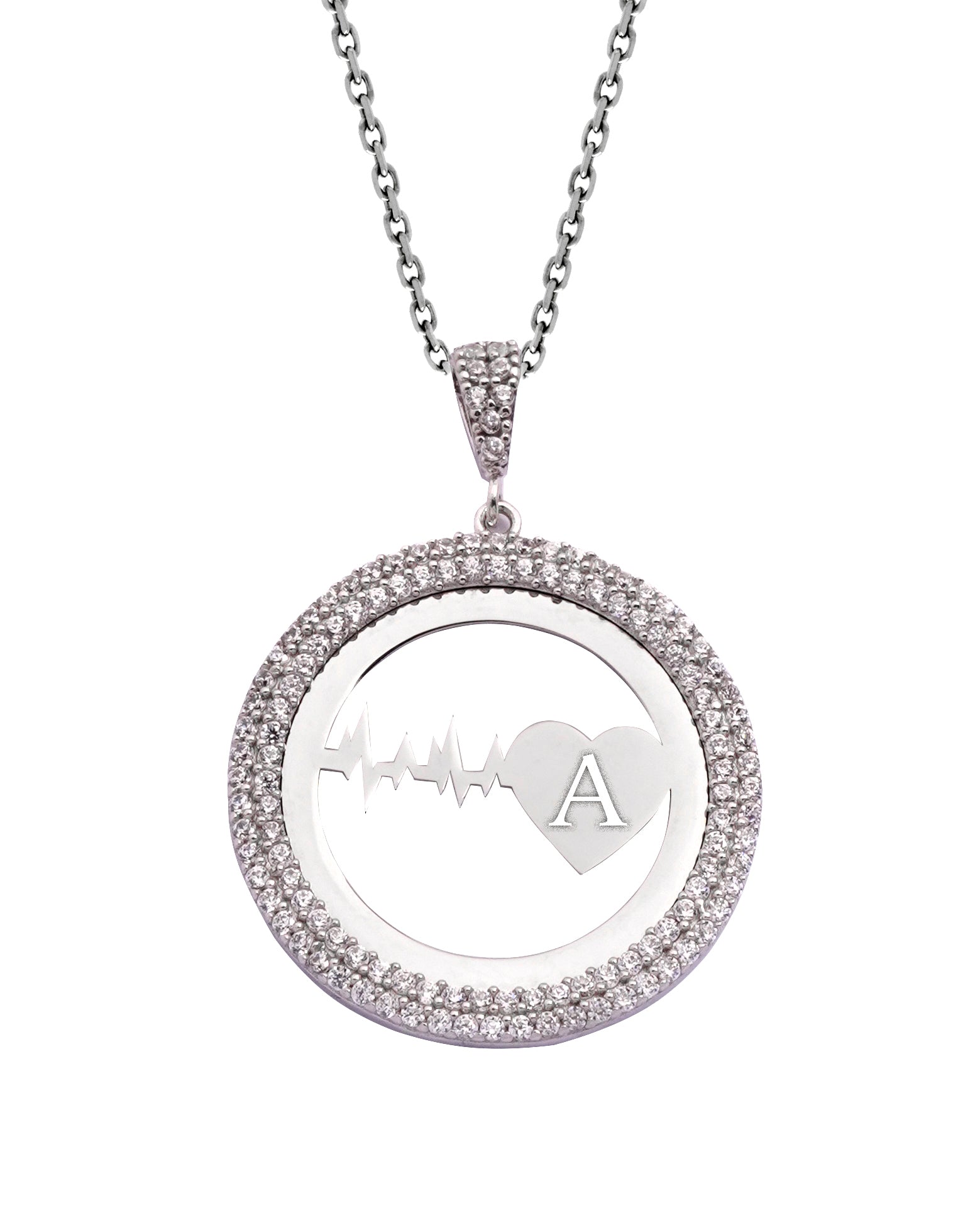 925 Silver Personalized Custom Heartbeat Necklace (Silver) - Leona Jewelry