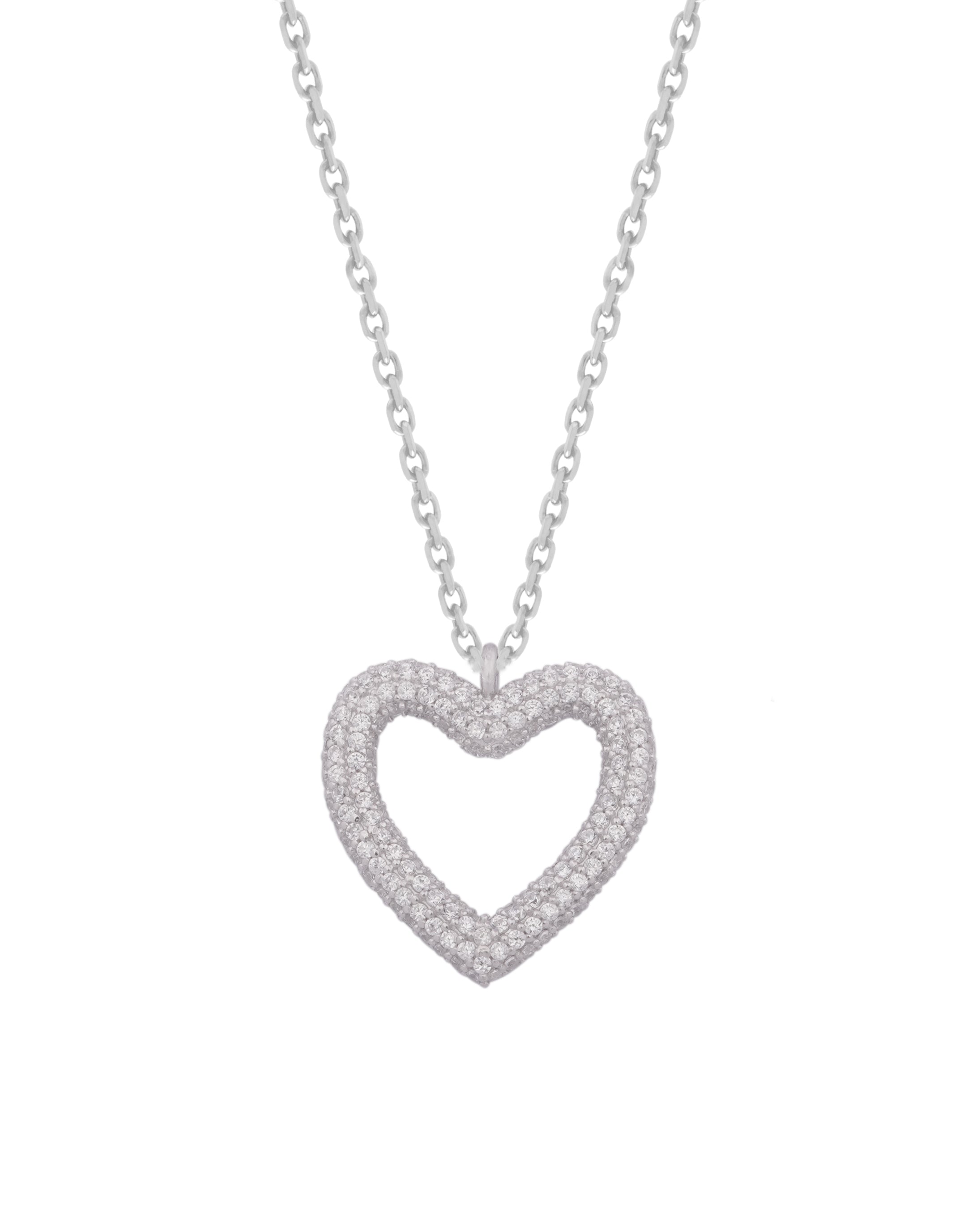 925 Silver Hollow Heart Necklace - Leona Jewelry