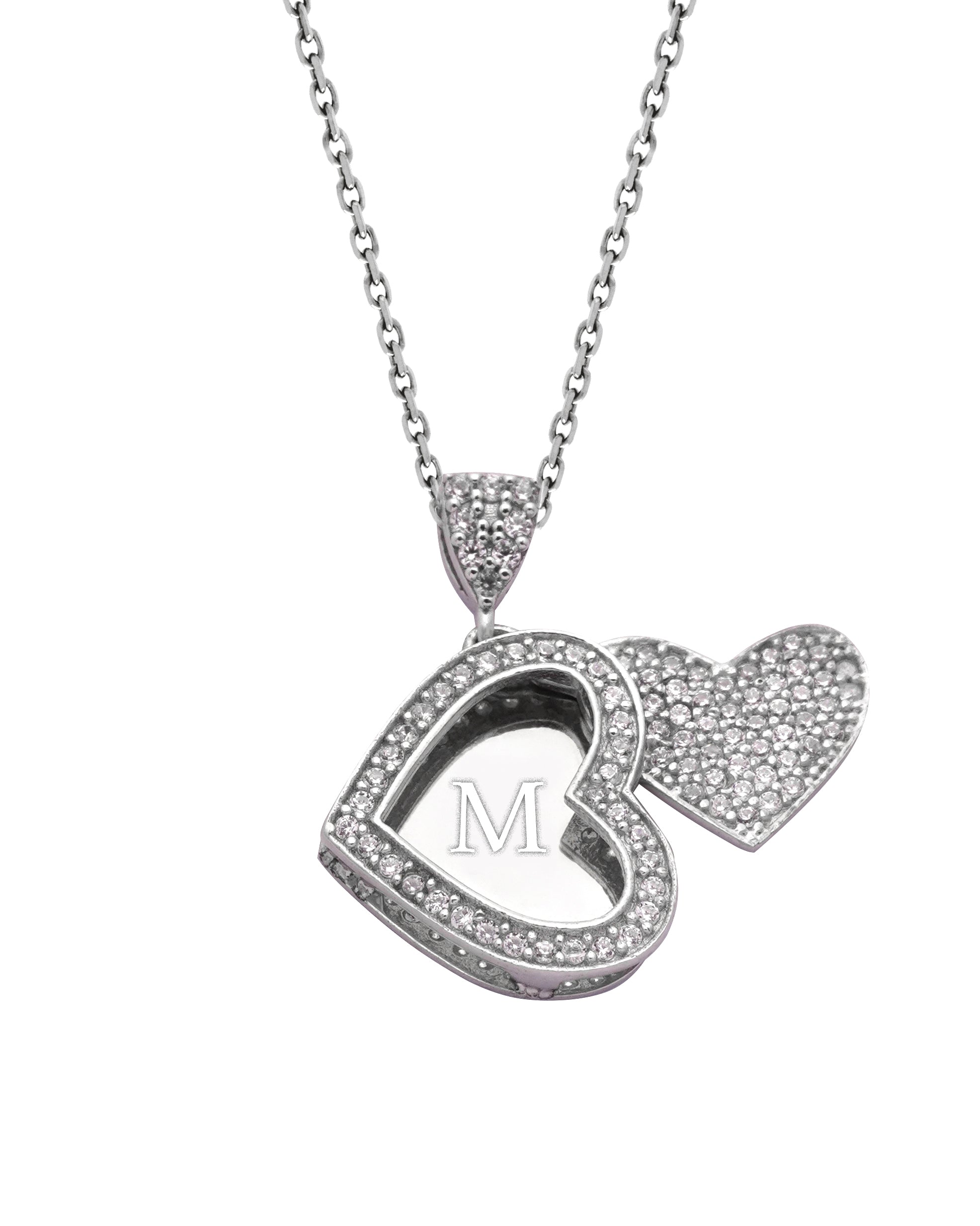 925 Silver Personalized Custom Heart Name Necklace (Silver) - Leona Jewelry