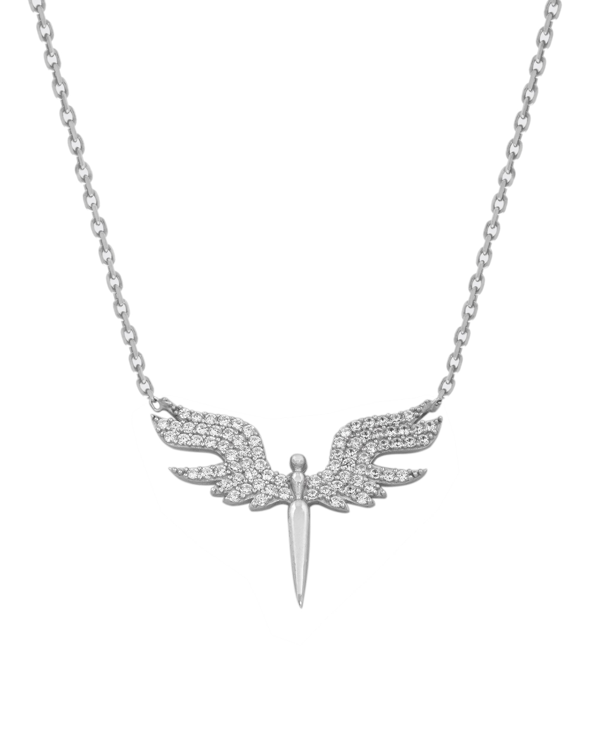 925 Silver Angel Wings Necklace (White) - Leona Jewelry