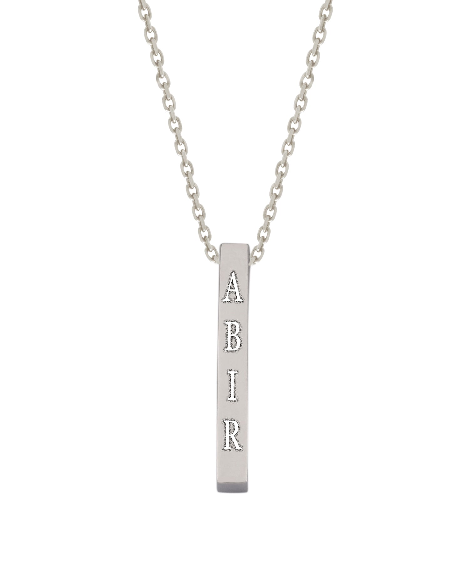 925 Silver Personalized Custom Engraving Bar Name Necklace (Silver) - Leona Jewelry